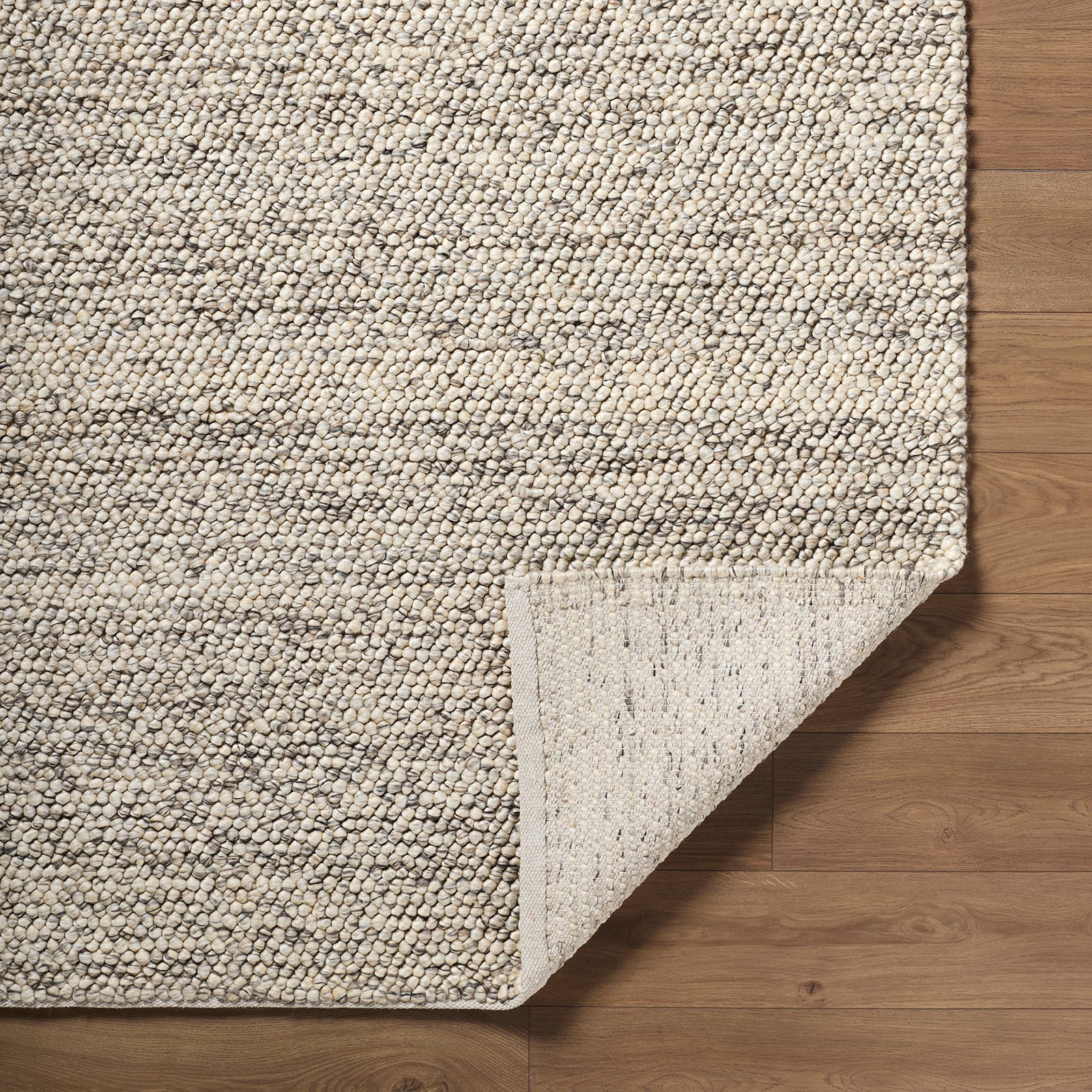 Hazar Global Wool Global Taupe & Charcoal Polyester Rug 153x219cm - folded detail