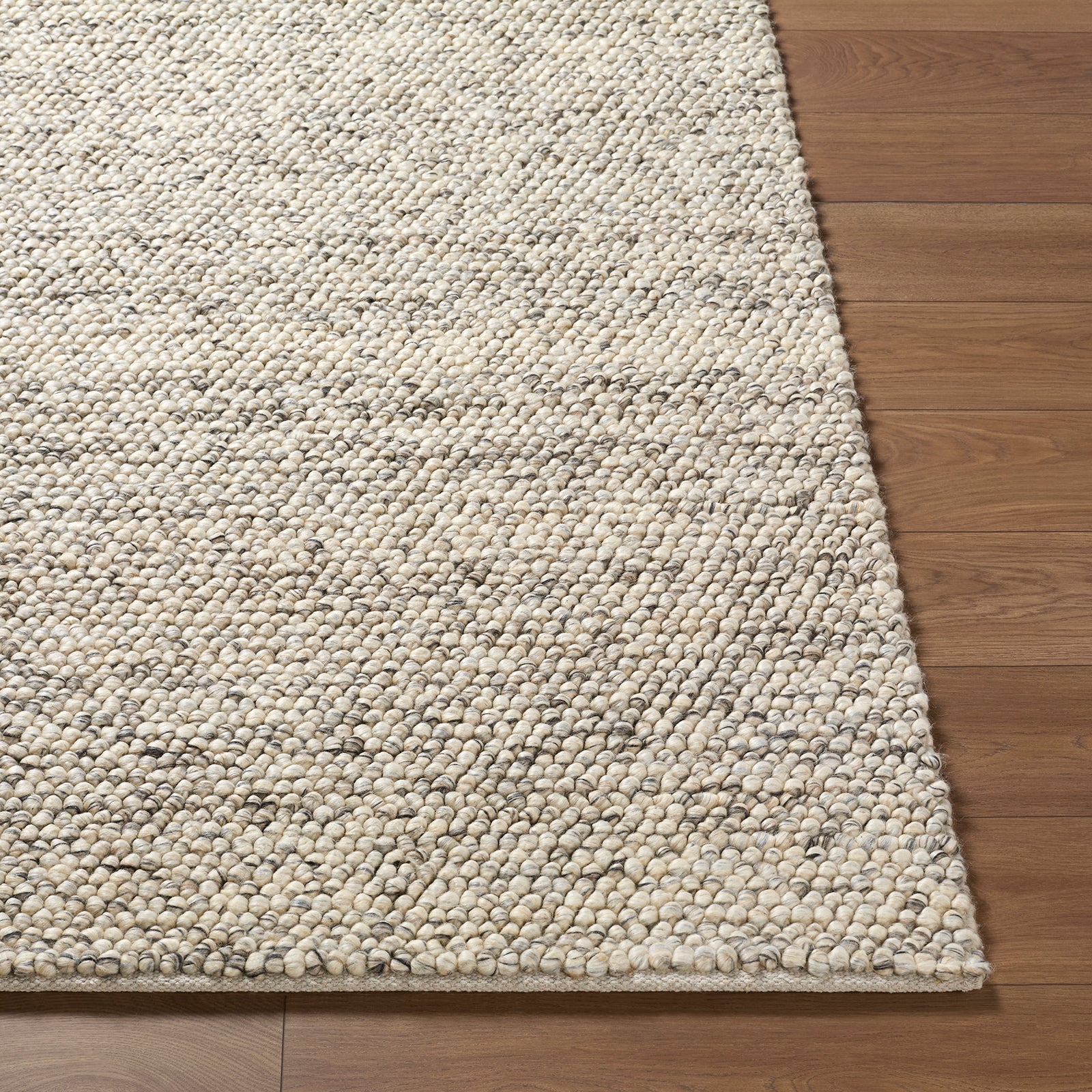 Hazar Global Wool Global Taupe & Charcoal Polyester Rug 153x219cm - reverse roll detail