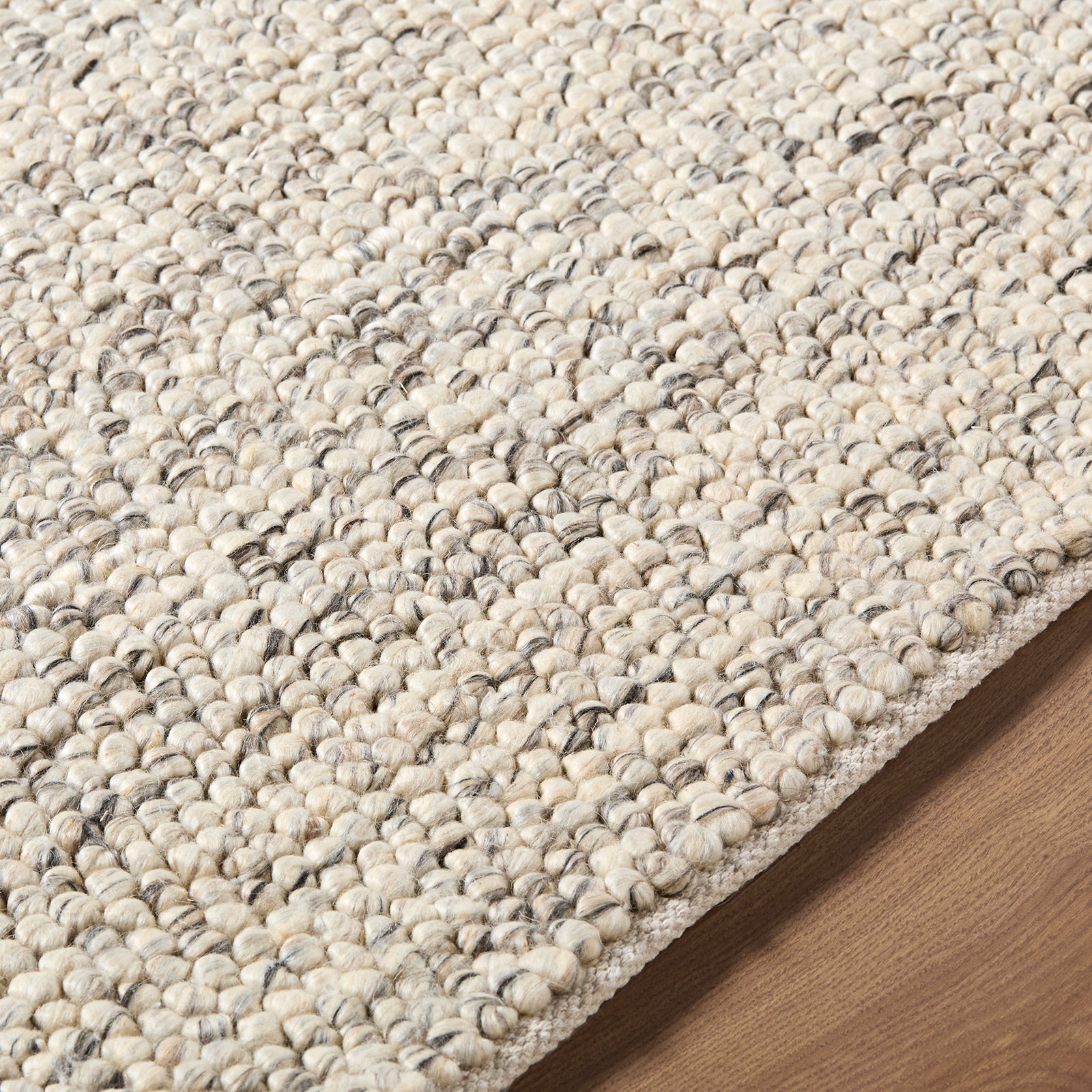Hazar Global Wool Global Taupe & Charcoal Polyester Rug 153x219cm - texture detail
