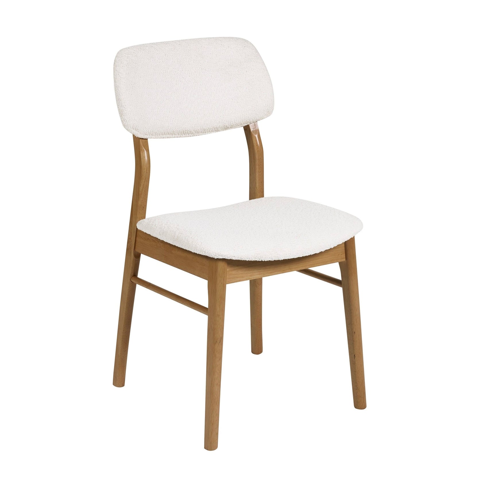 Set of 2 Alicia White Boucle & Natural Oak Wood Dining Chairs