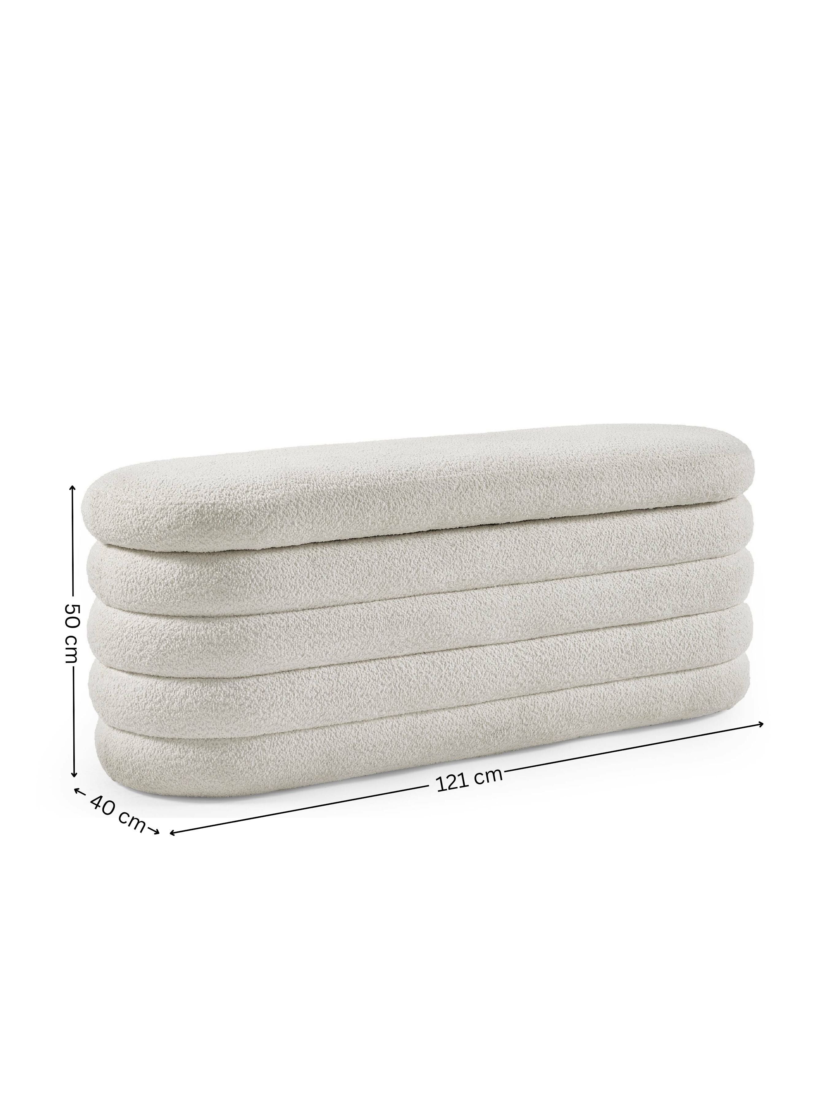 Alana Ivory Boucle Ottoman Storage Bench