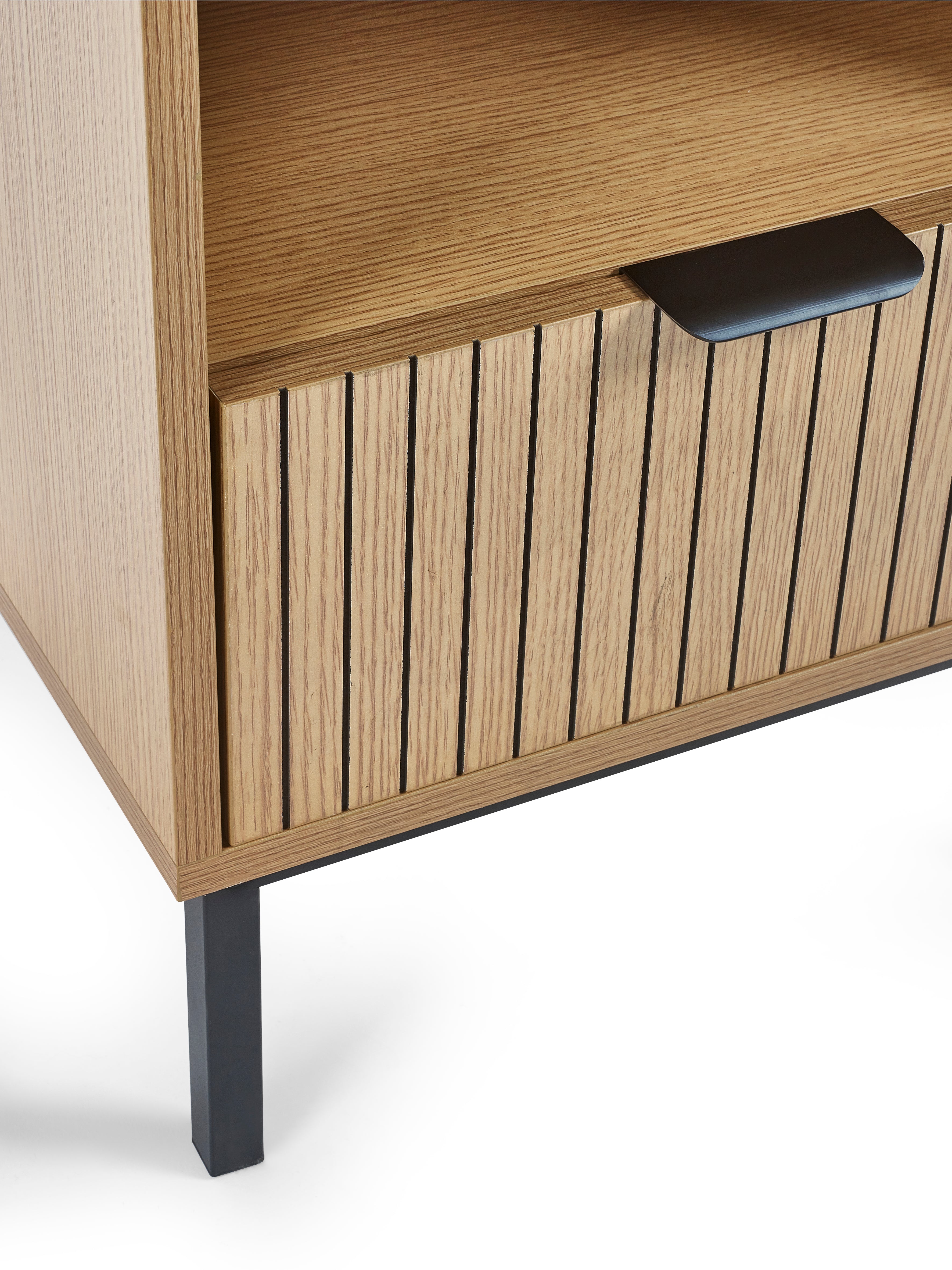 Arya Slatted Oak Wood Side Table