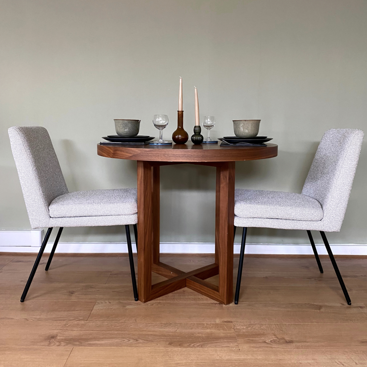 Set of 2 Laurel Lyon Mink Boucle Dining Chair