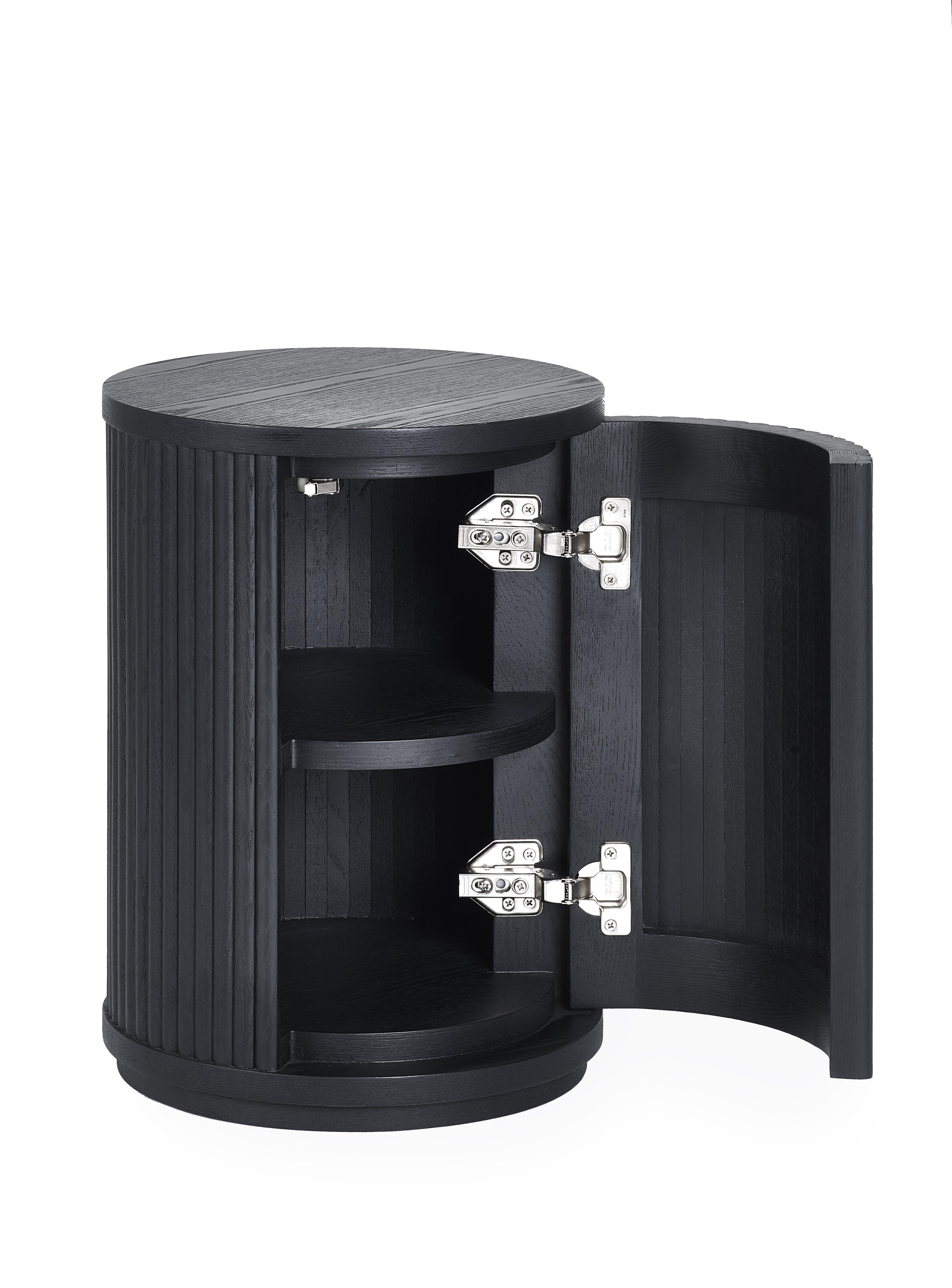 Como Reeded Black Wood Side Table With Door