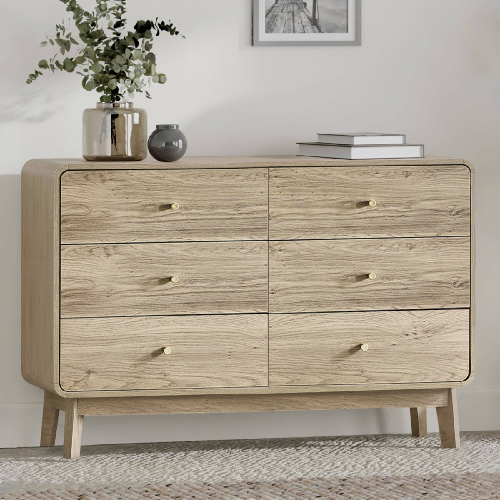 Boswell Oak Wood Chest of Drawers | 6 Drawers