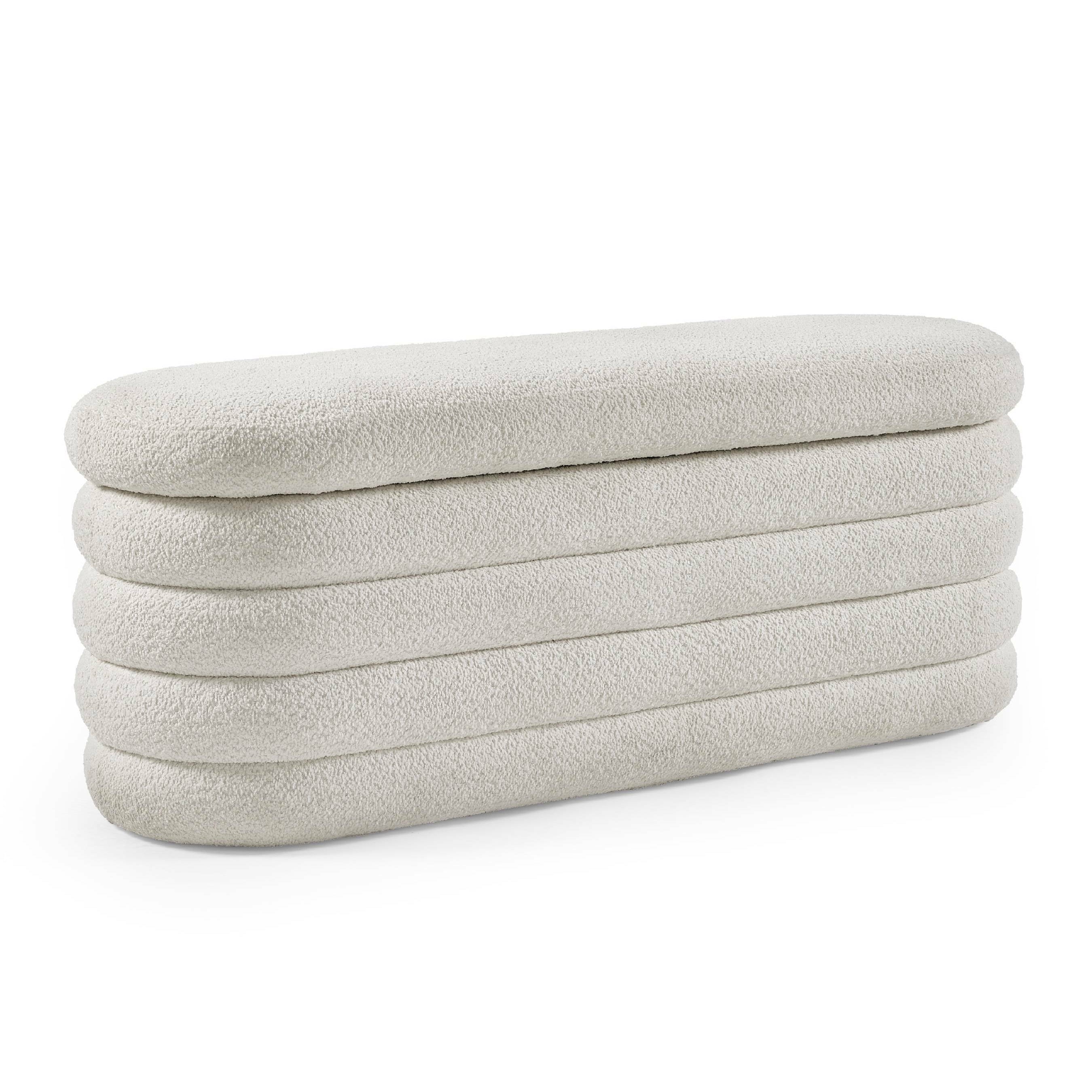 Alana Ivory Boucle Ottoman Storage Bench