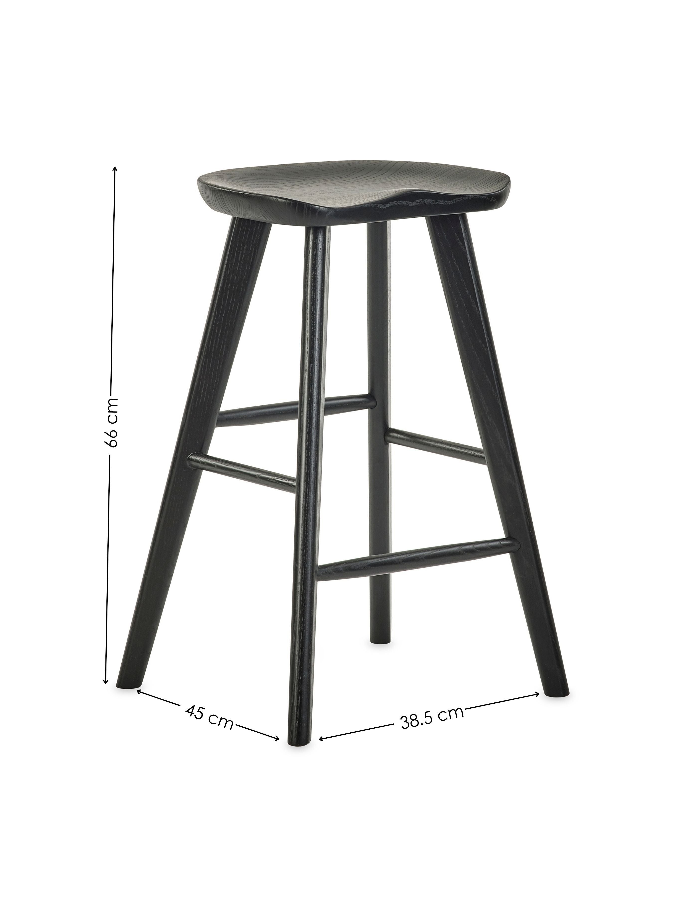 Alton Black Solid Oak Wood Bar Stool