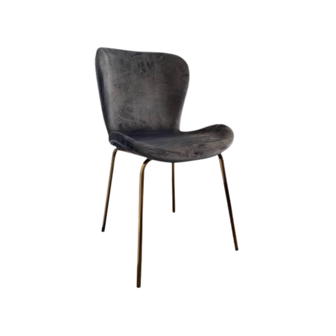 Set of 2 Jasmine Dark Grey Velvet & Gold Dining Chairs