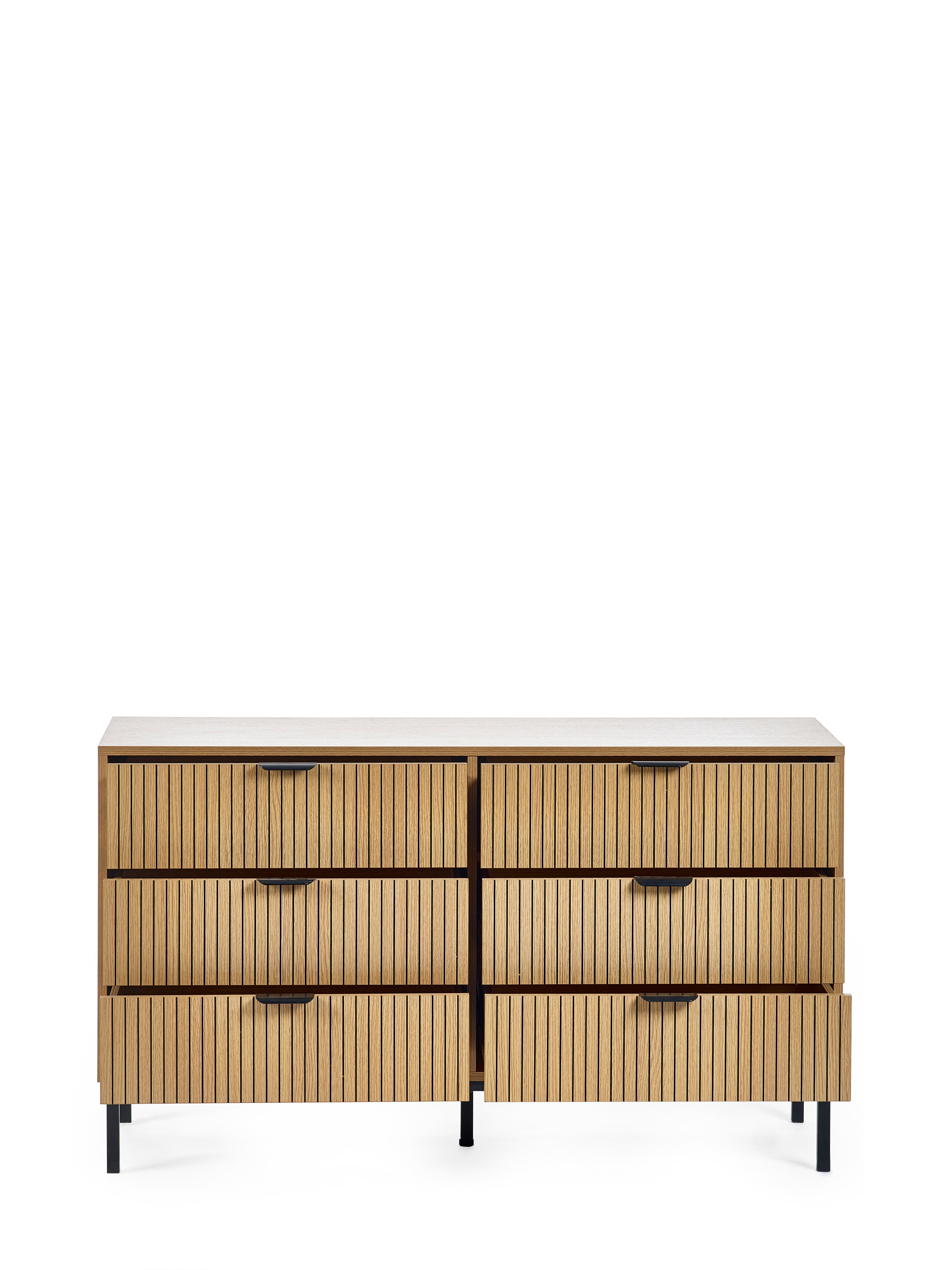 Arya Slatted Oak Wood Chest of Drawers | 6 Drawers