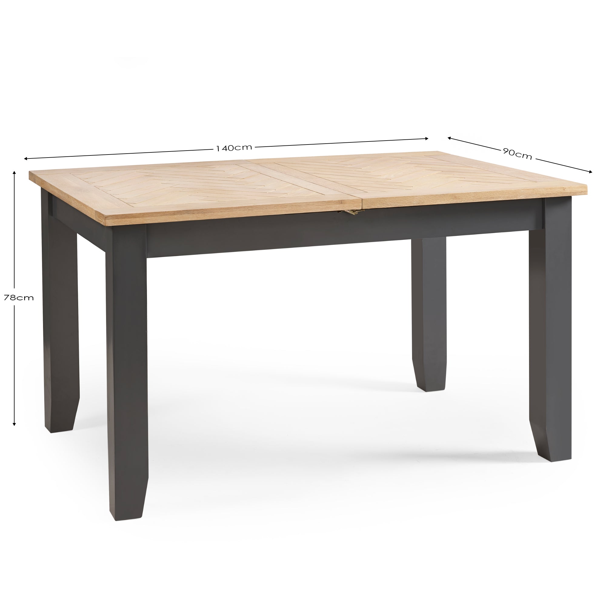 Sanderson Dark Grey Oak Wood Extending Dining Table