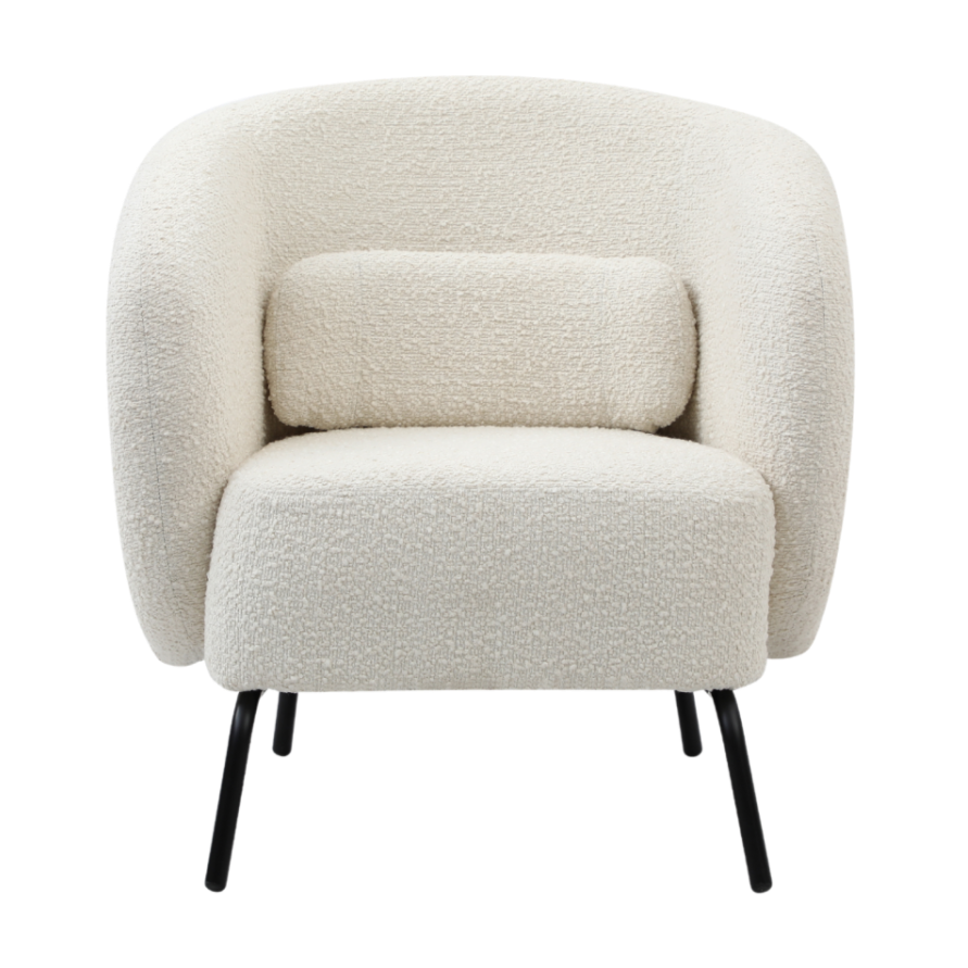 Joey White Boucle Curved Armchair