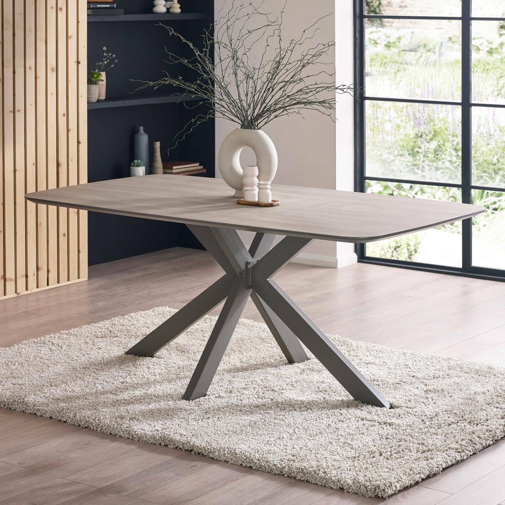 Beauly Taupe Oak Wood Rectangule Dining Table | 4-6 Seater
