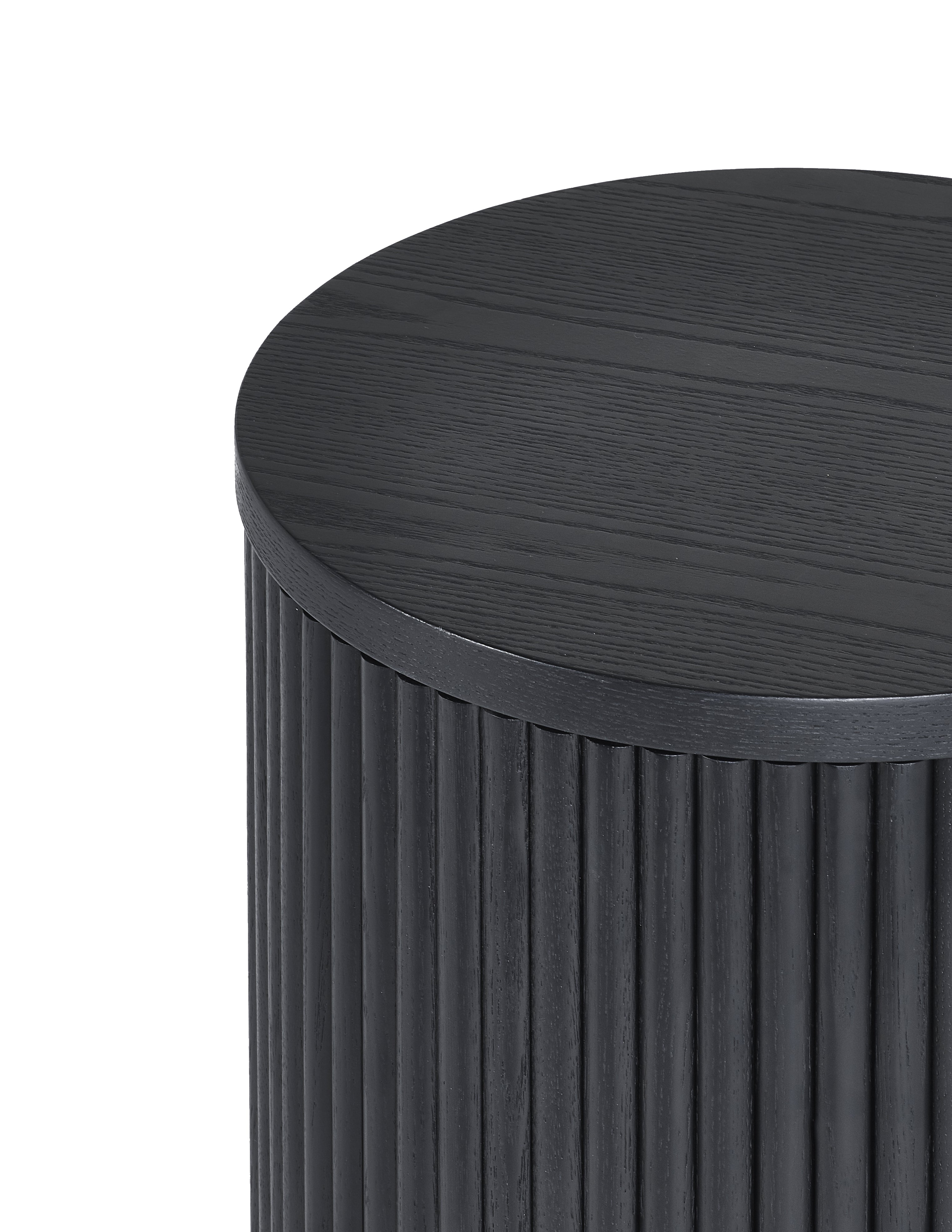 Como Reeded Black Wood Side Table With Door