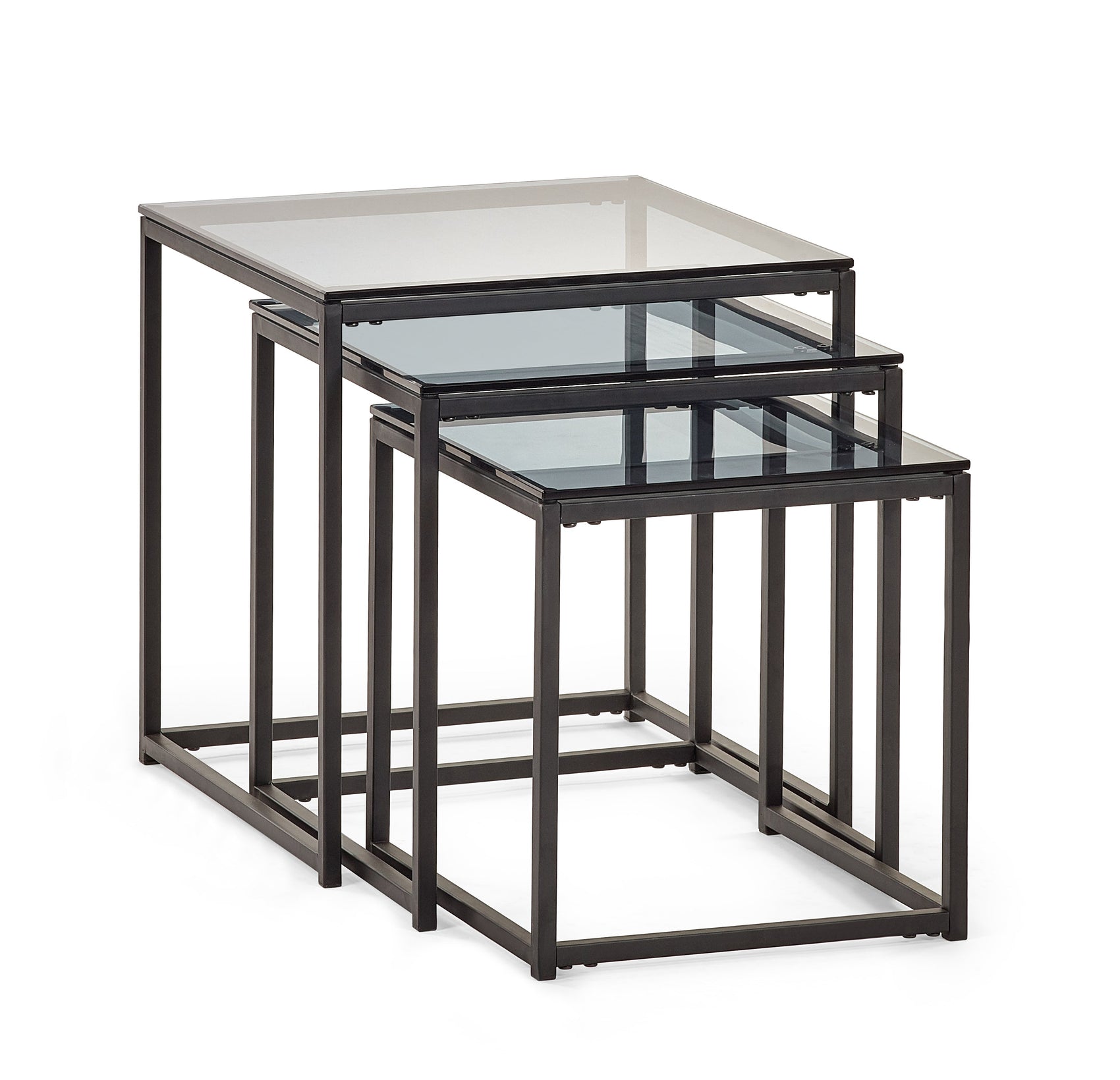 Mayfair Smoked Glass Nest Of 3 Tables