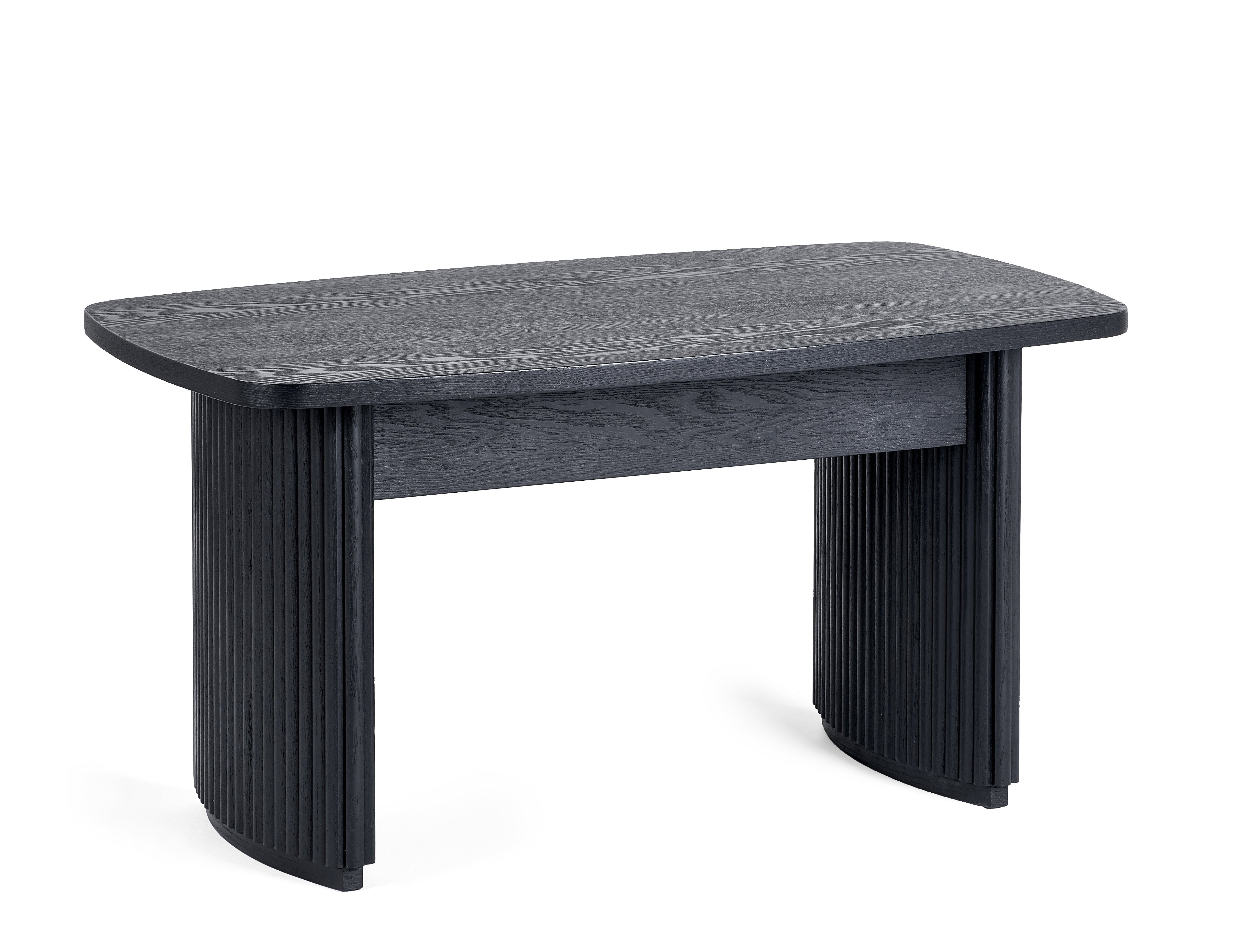 Como Reeded Black Wood Rectangle Coffee Table