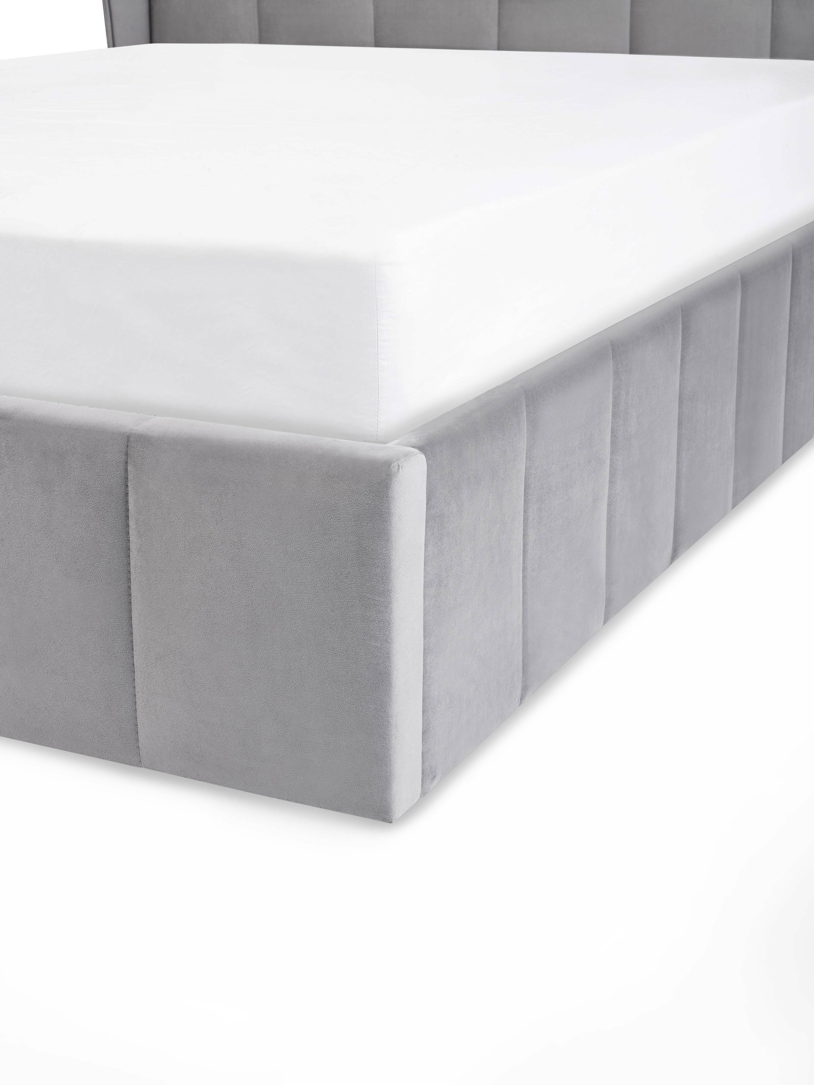 Orwell Grey Velvet Ottoman Storage Double Bed