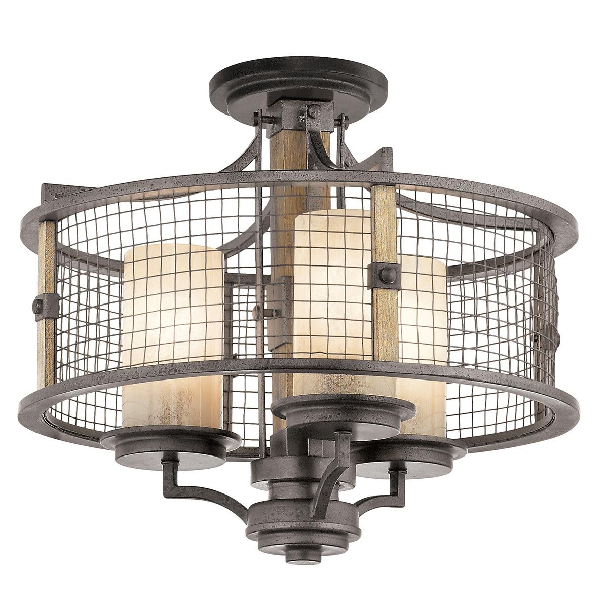 Hailey Iron Mesh Triple Duo-Mount Chandelier