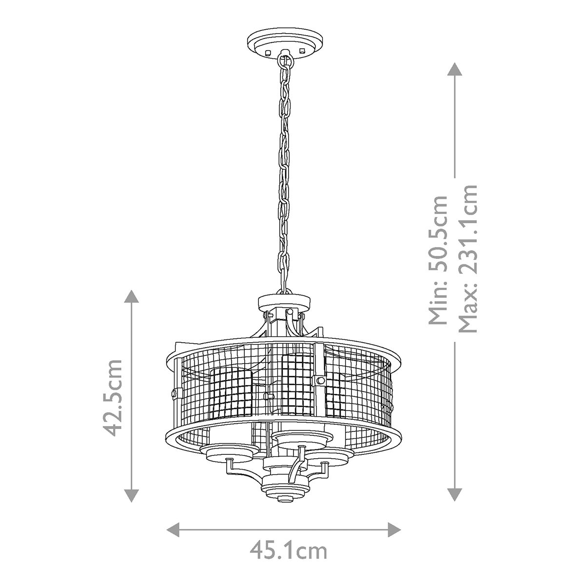Hailey Iron Mesh Triple Duo-Mount Chandelier