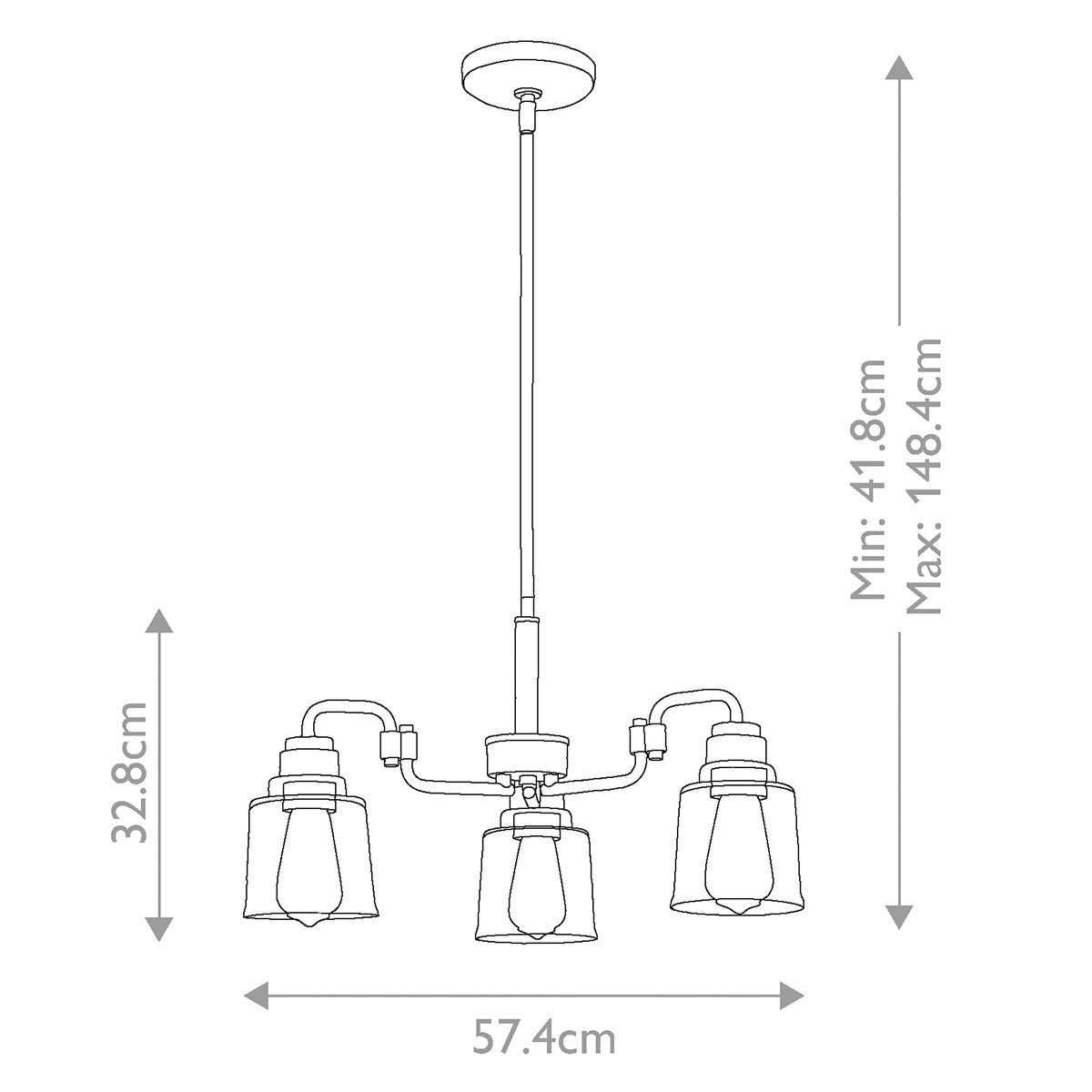 Elara Triple Chandelier - Brass