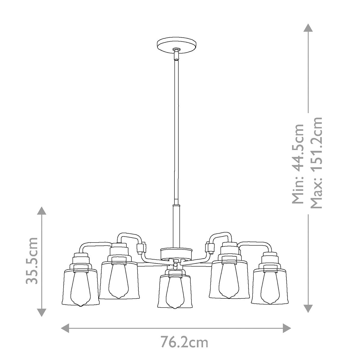 Elara 5 Light Chandelier - Brass
