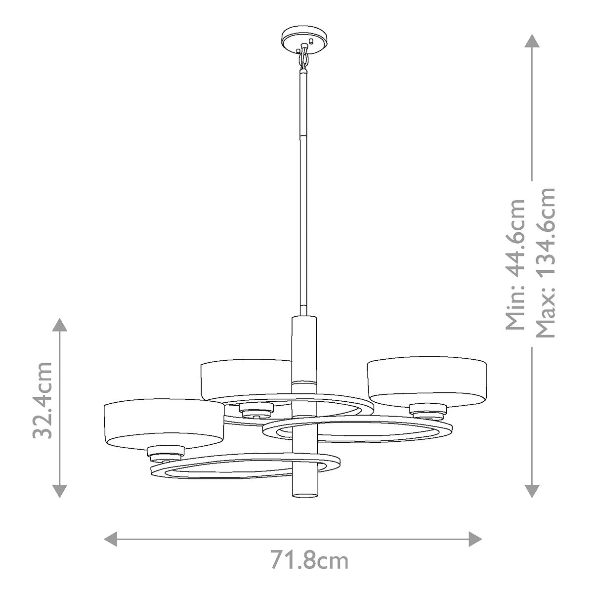Oliveto Triple Chandelier - Pewter