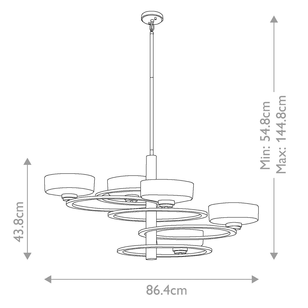 Oliveto 5 Light Chandelier - Pewter
