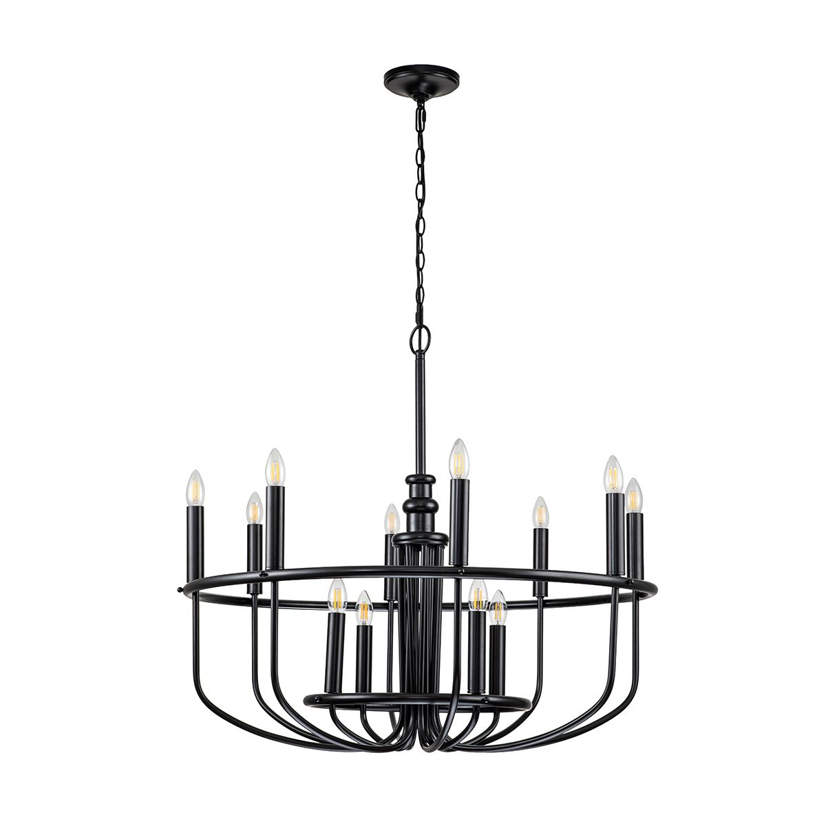 Downton  12 Light Chandelier - Black