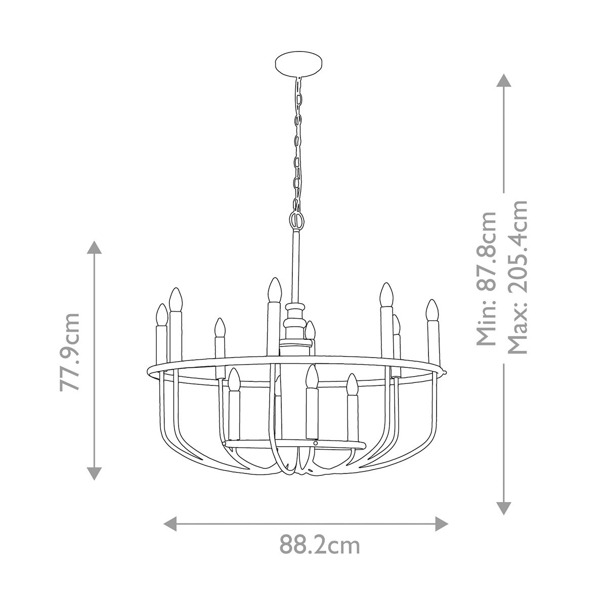 Downton  12 Light Chandelier - Brass