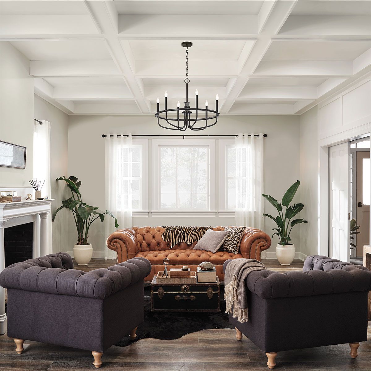 Downton  6 Light Chandelier - Black