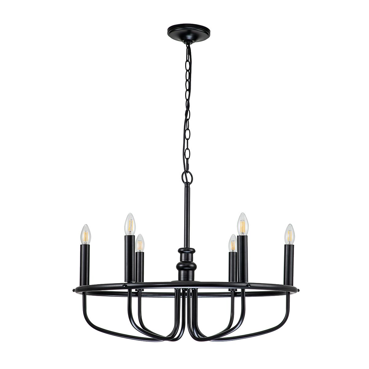 Downton  6 Light Chandelier - Black