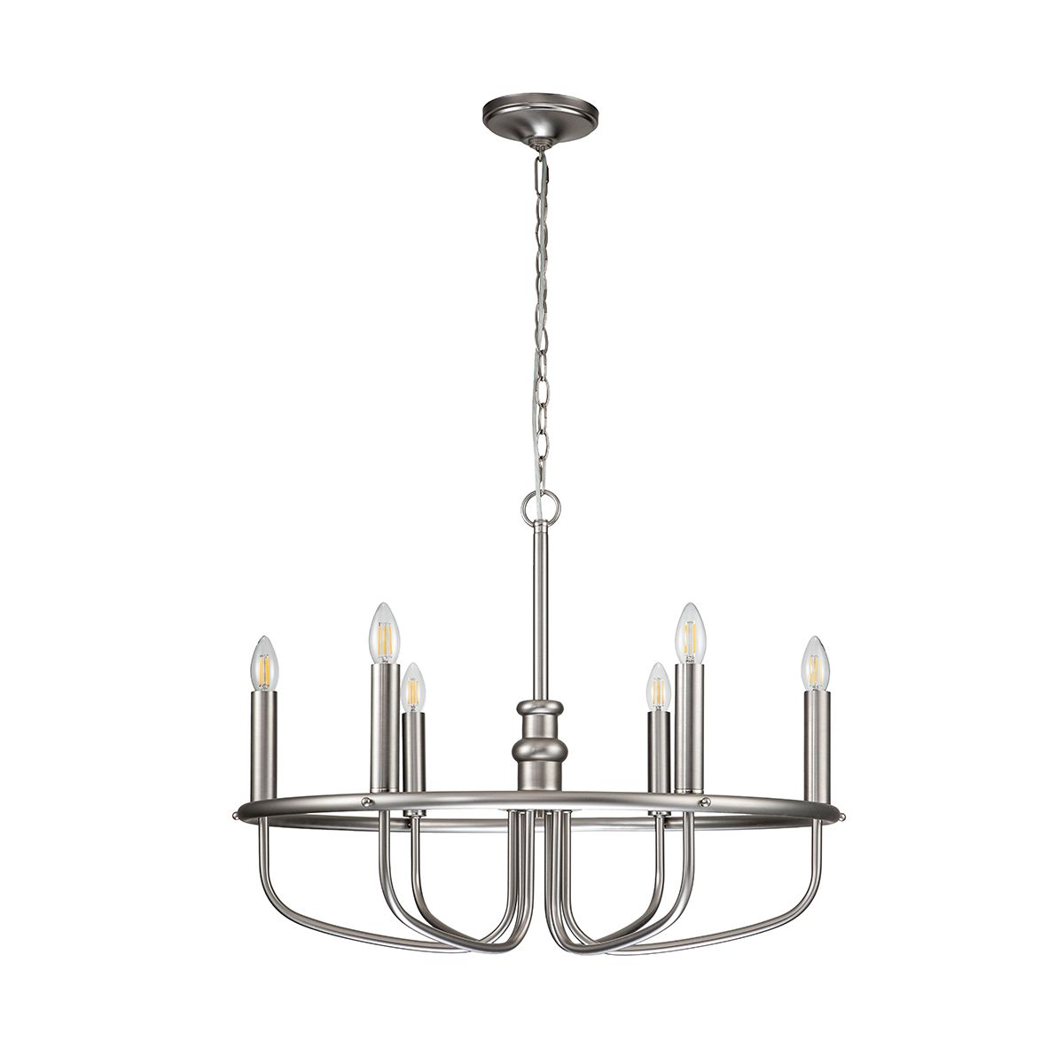 Downton  6 Light Chandelier - Nickel
