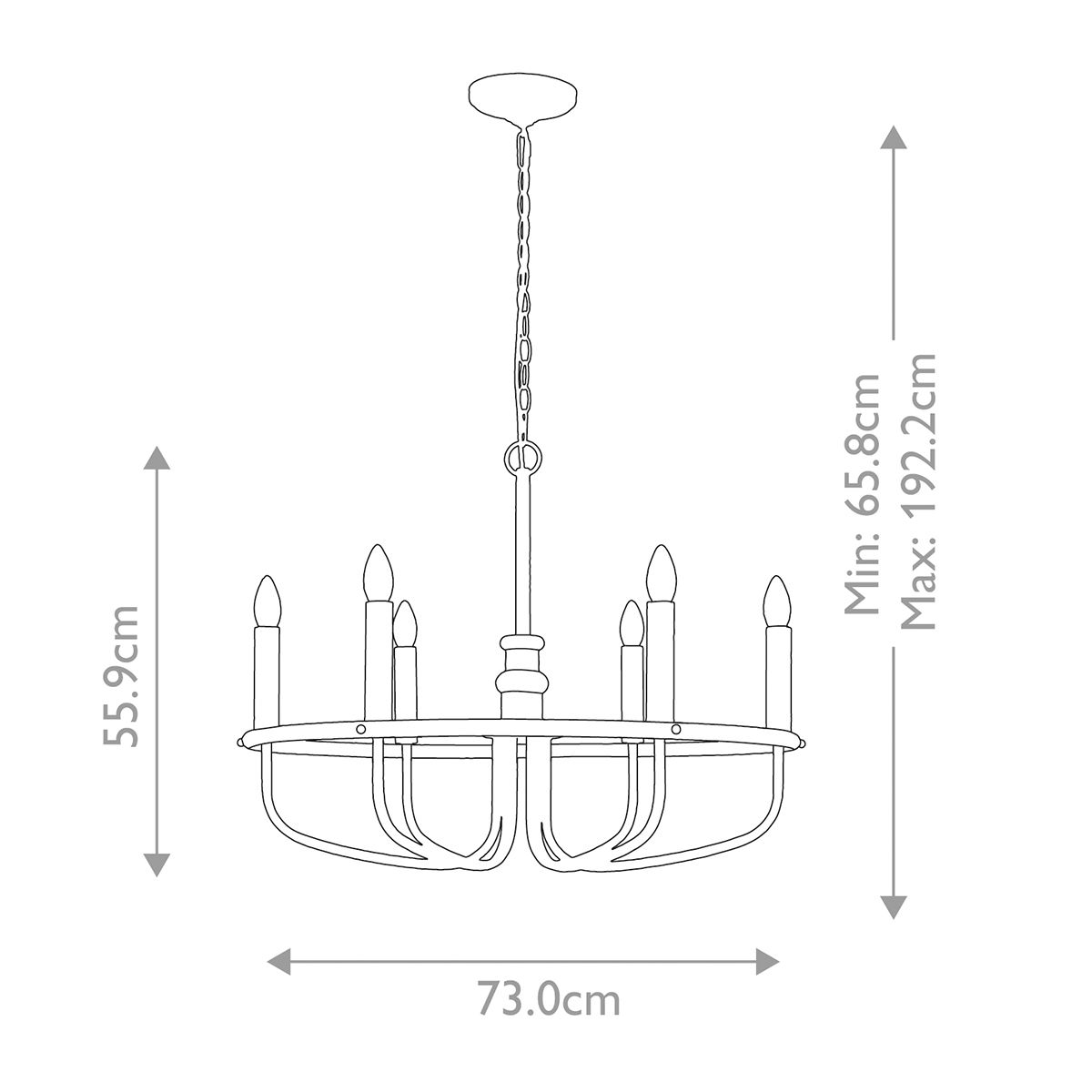 Downton  6 Light Chandelier - Nickel