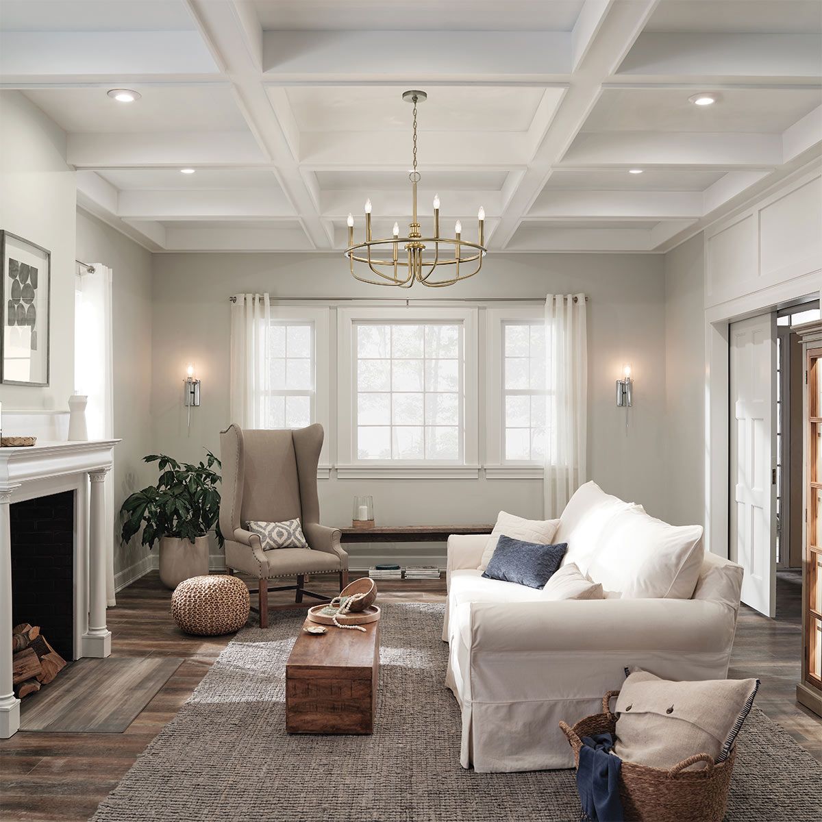 Downton  6 Light Chandelier - Brass