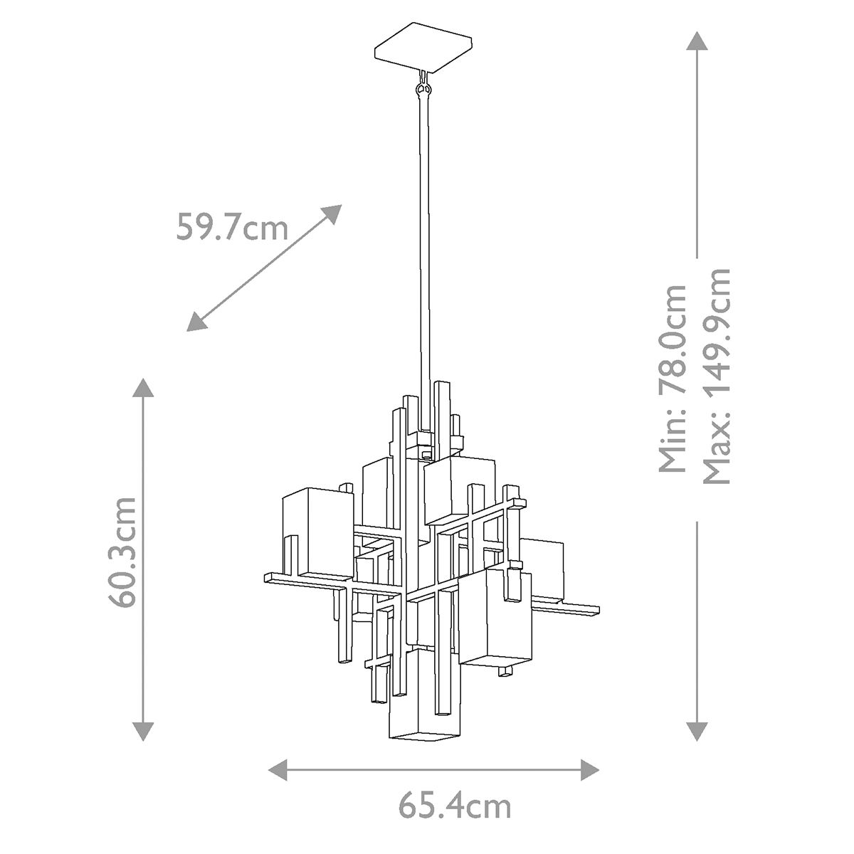 City Lights 7 Light Chandelier - Pewter