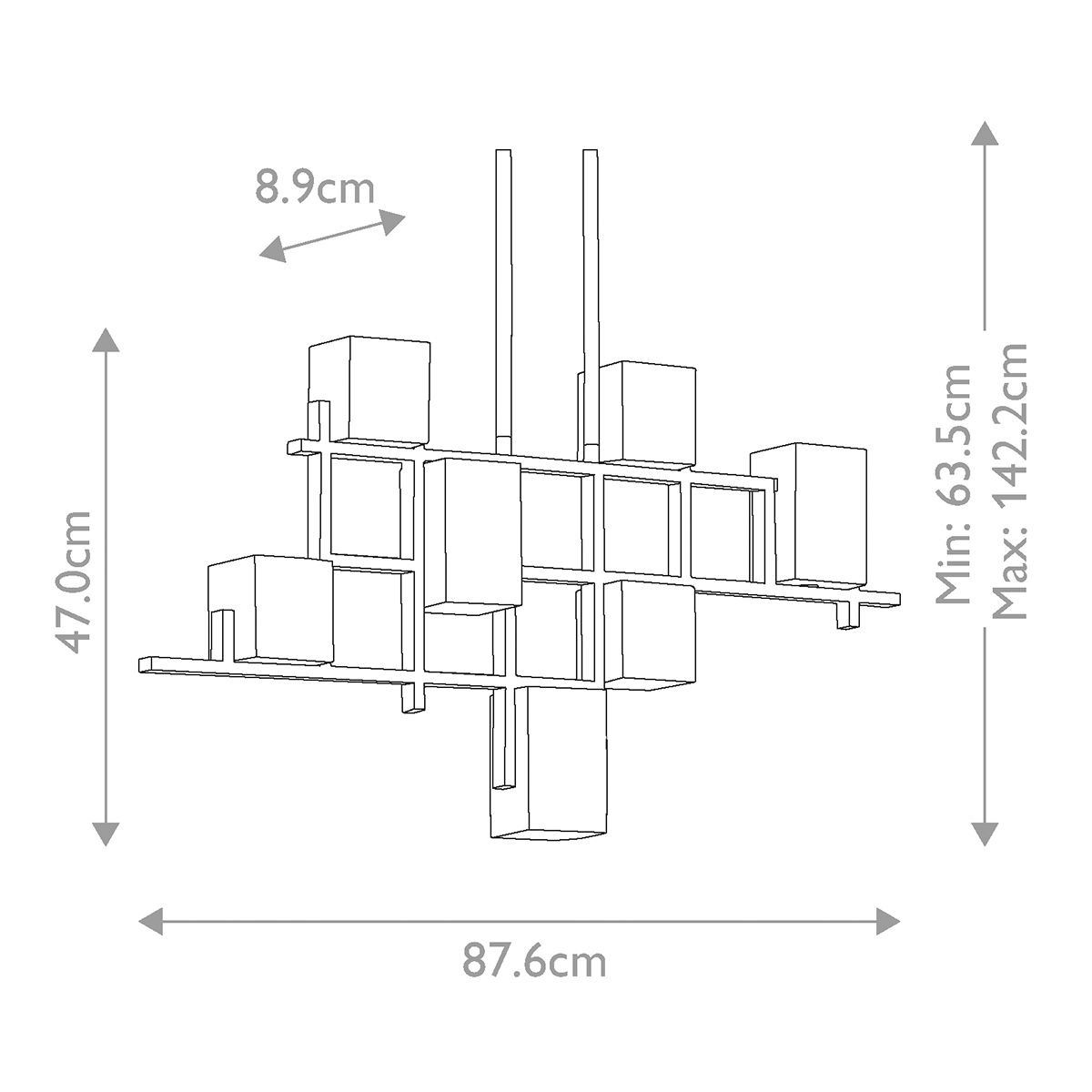 City Lights 7 Light Linear Chandelier - Pewter