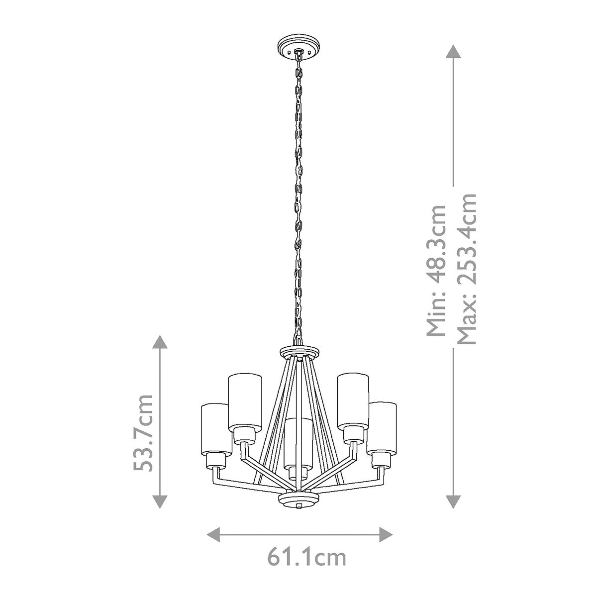 Langham 5 Light Chandelier - Grey