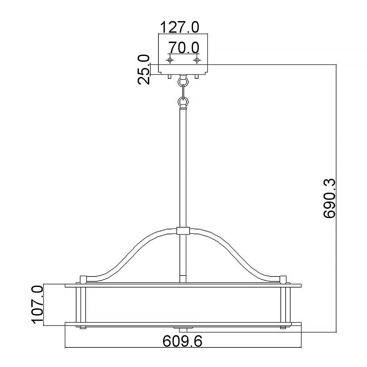 Mori 4 Light Chandelier/Semi Flush Ceiling Light - Pewter
