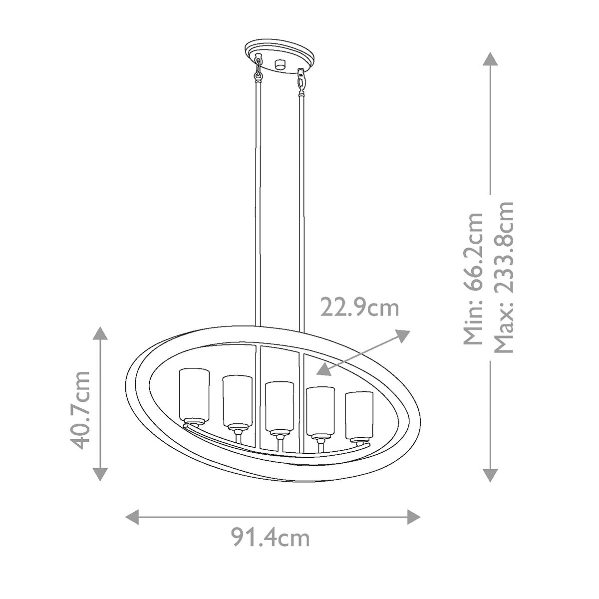 Grand Bank 5 Light Chandelier - Grey