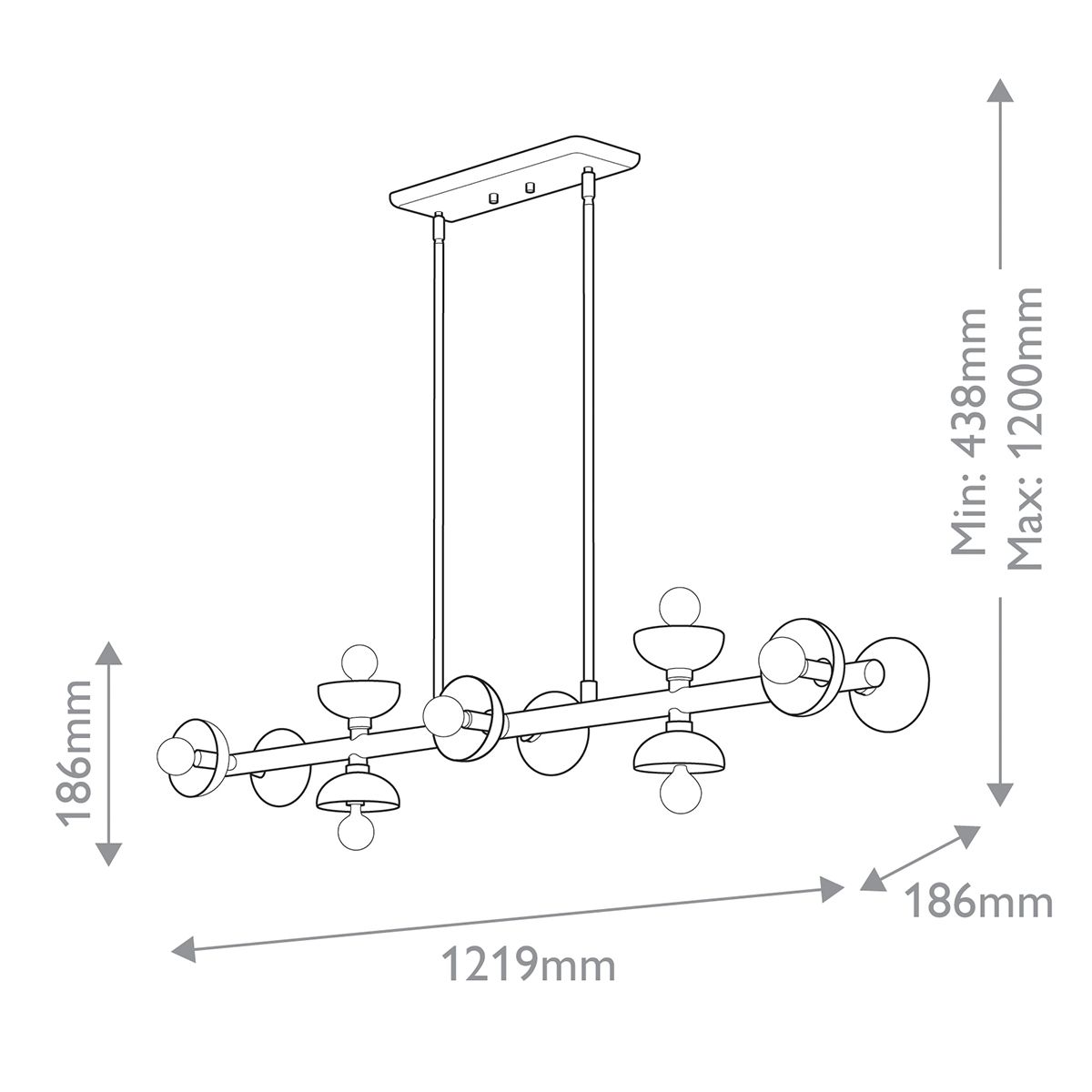 Lucerne 10 Light Linear Pendant Light - Black