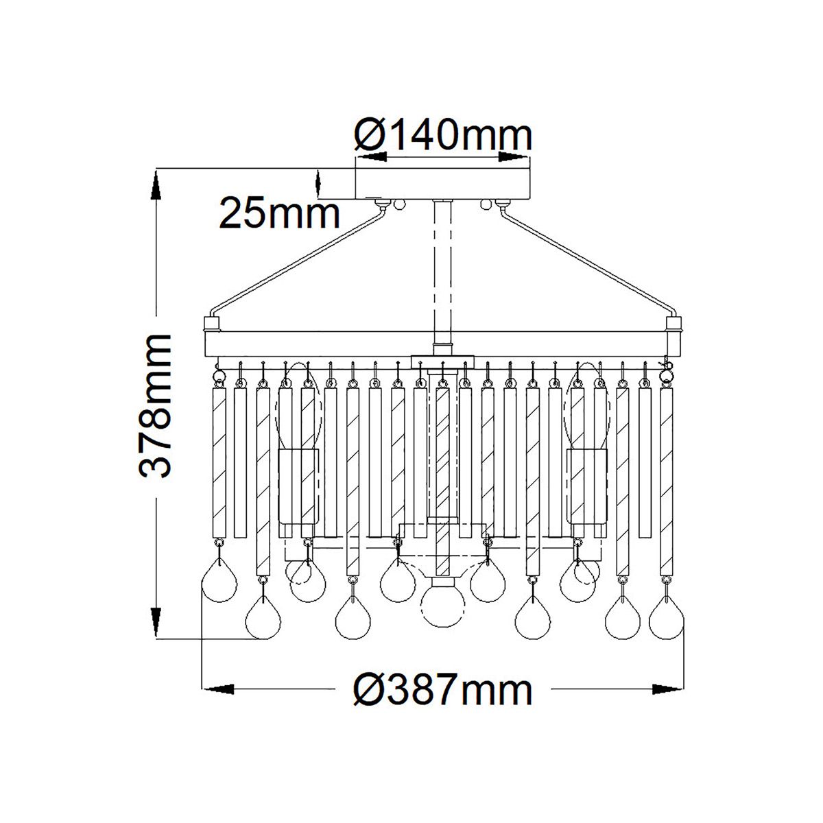 Henley Triple Semi Flush Ceiling Light - Chrome