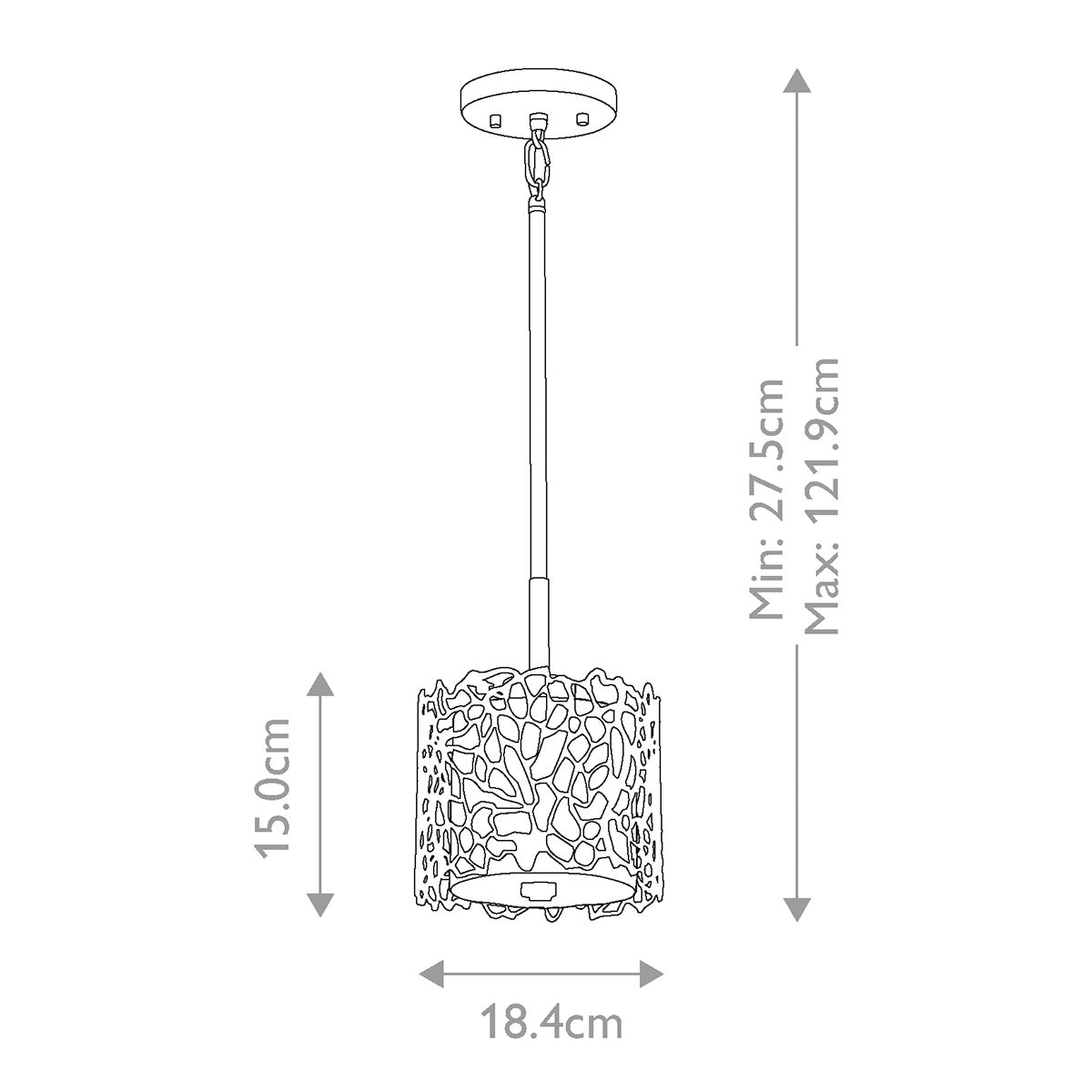 Silver Coral Single Mini Pendant Light - Pewter