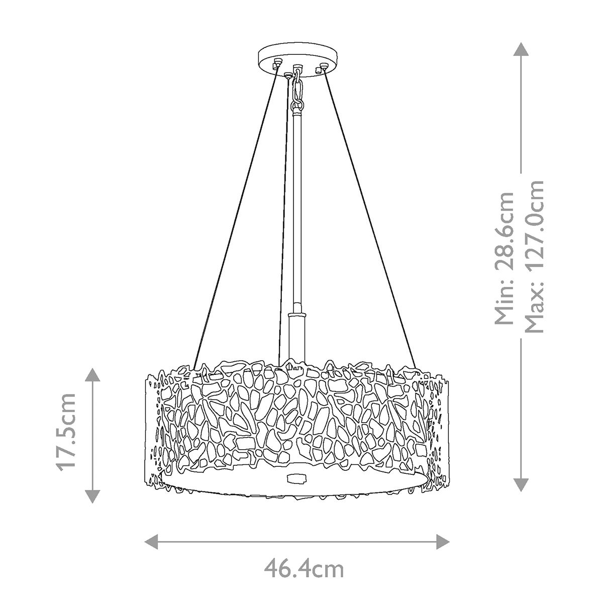 Silver Coral Triple Duo-Mount Pendant Light - Pewter