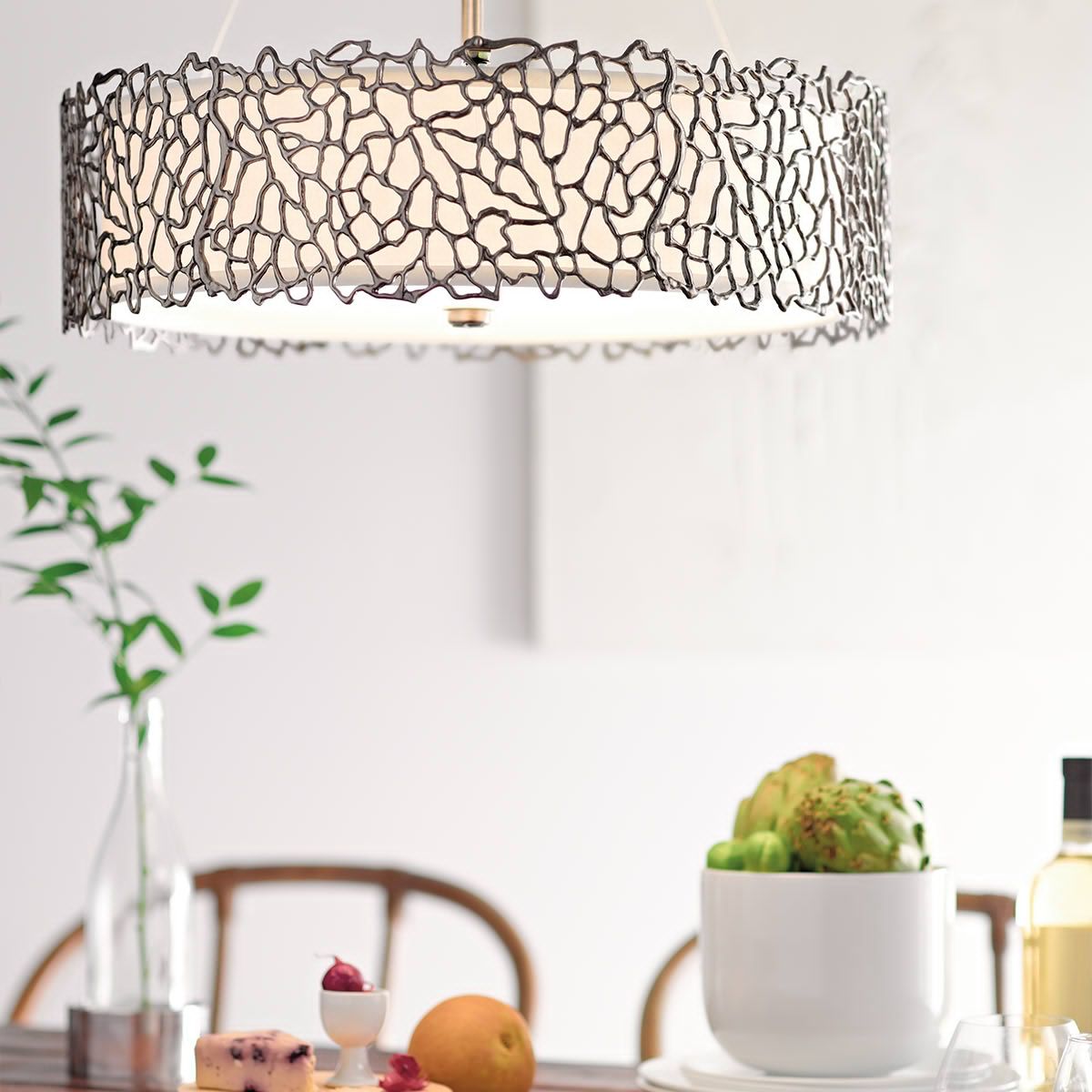 Silver Coral 4 Light Pendant Light - Pewter
