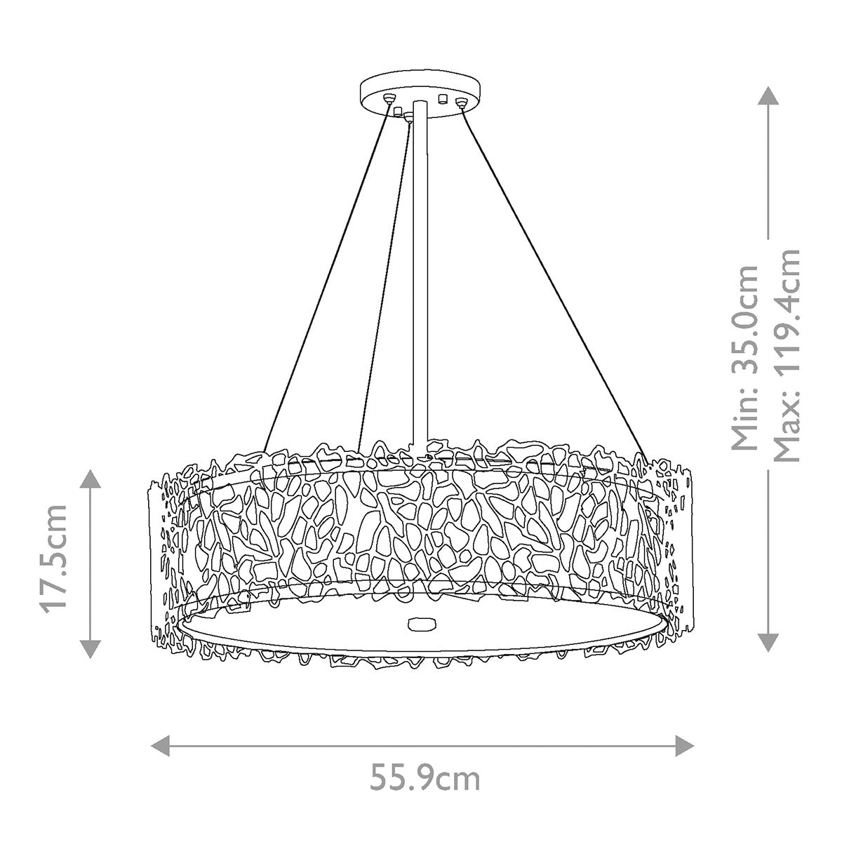 Silver Coral 4 Light Pendant Light - Pewter