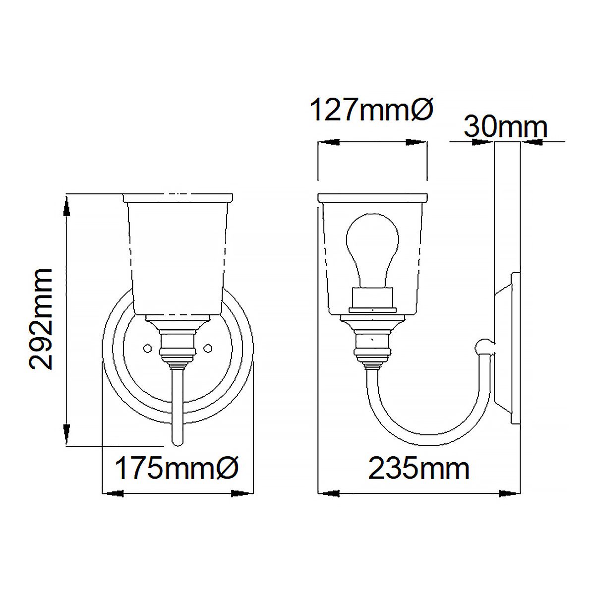 Dalston Single Wall Light - Pewter