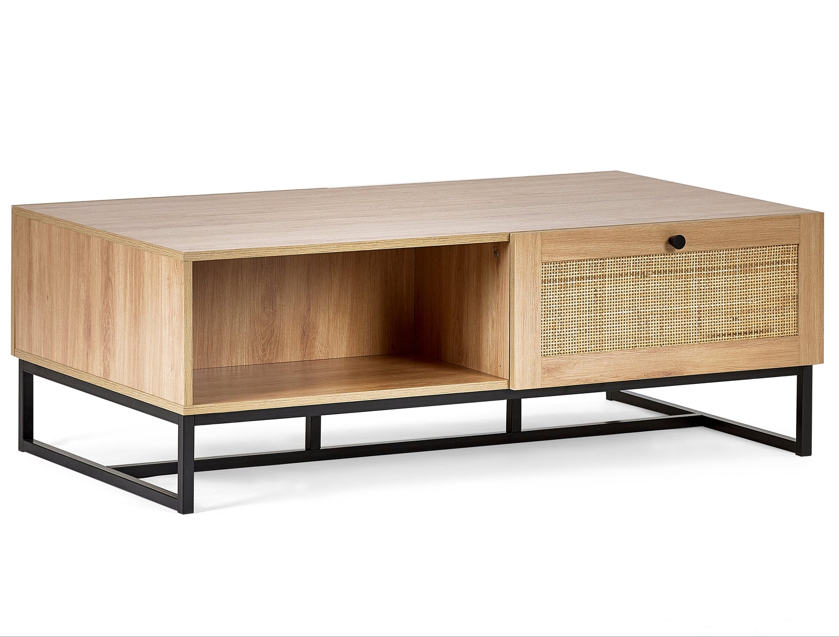 Clermont Oak Wood & Rattan Coffee Table