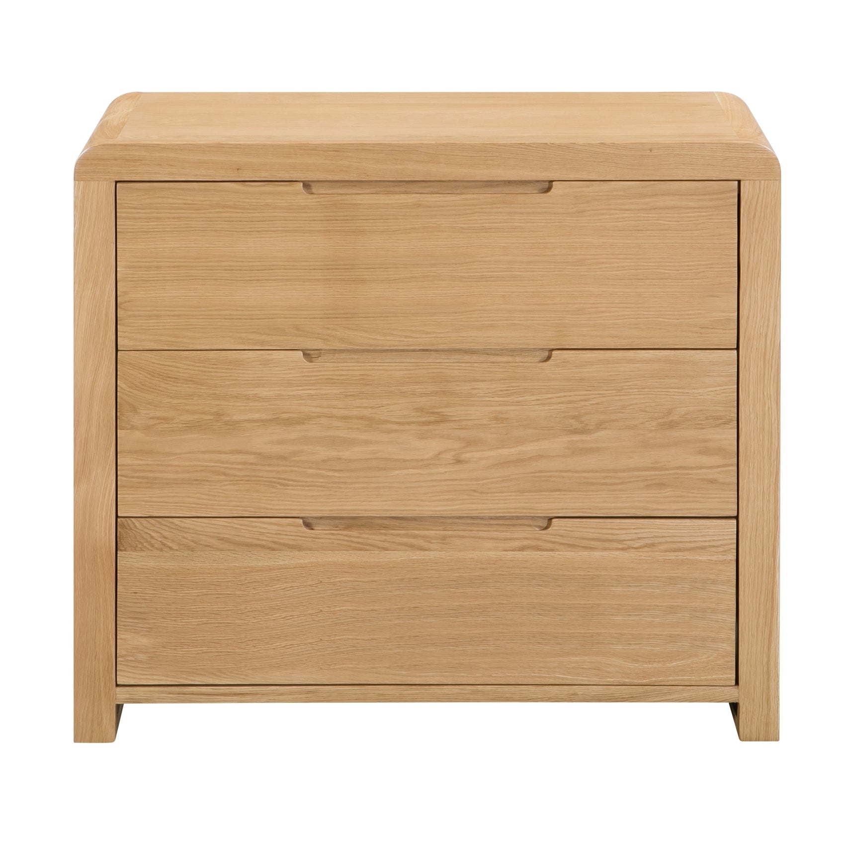 Curve Natural Oak Wood Chest of Drawers | 3 Drawers