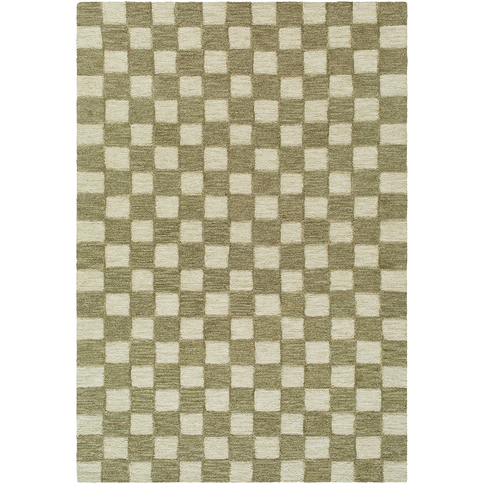 Klopp Modern Wool Checkboard Green & Olive Green Rug 183x275cm - product image