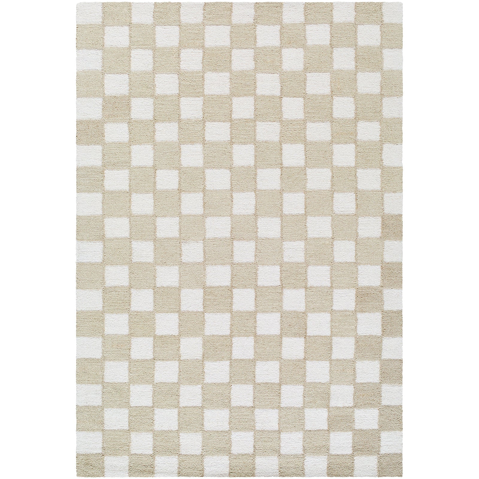 Klopp Modern Wool Checkboard Beige & Ivory Rug 153x219cm - product image
