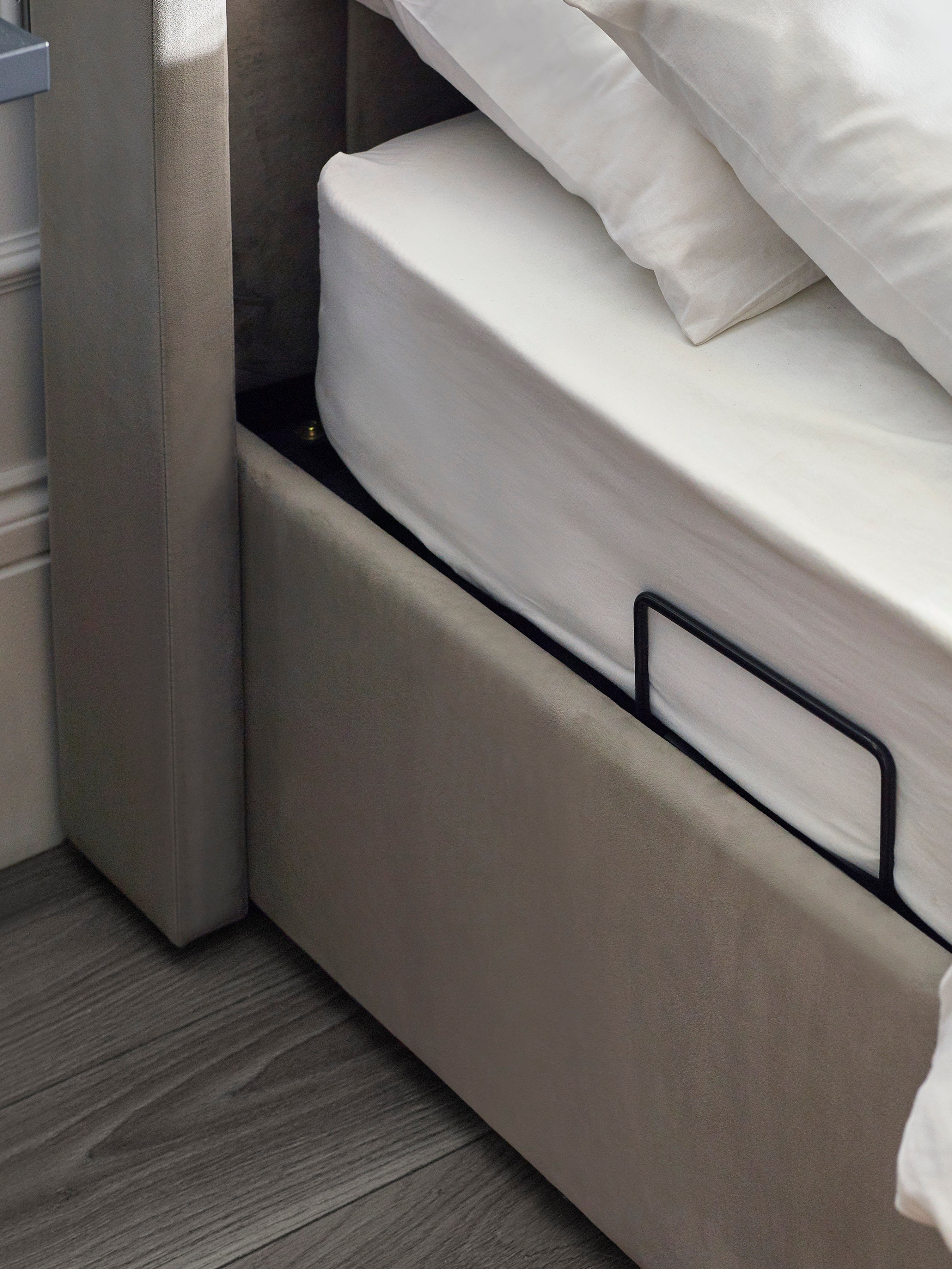 Alston Light Grey Velvet Ottoman TV Bed King